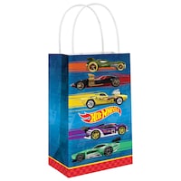Sacs-cadeaux pour fête d'anniversaire, Hot Wheels, bleu, paq. 8 Front_Three_Fourths_Angled_Right