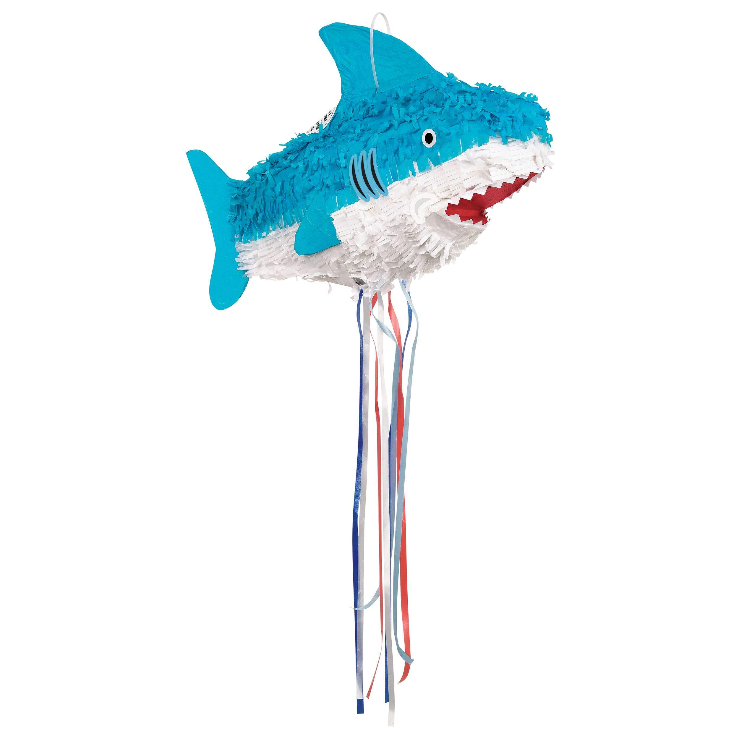 Shark Pinata Hanging Decoration, Blue/White, 19.5-in, for Birthday/Beach Parties Front_Angled_Right
