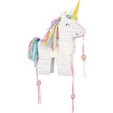 Décoration Pinata suspendue licorne, blanc/rose, 18 po, peut contenir 2 lb de garniture à pinata, pour fêtes d'anniversaire Front_Angled_Right