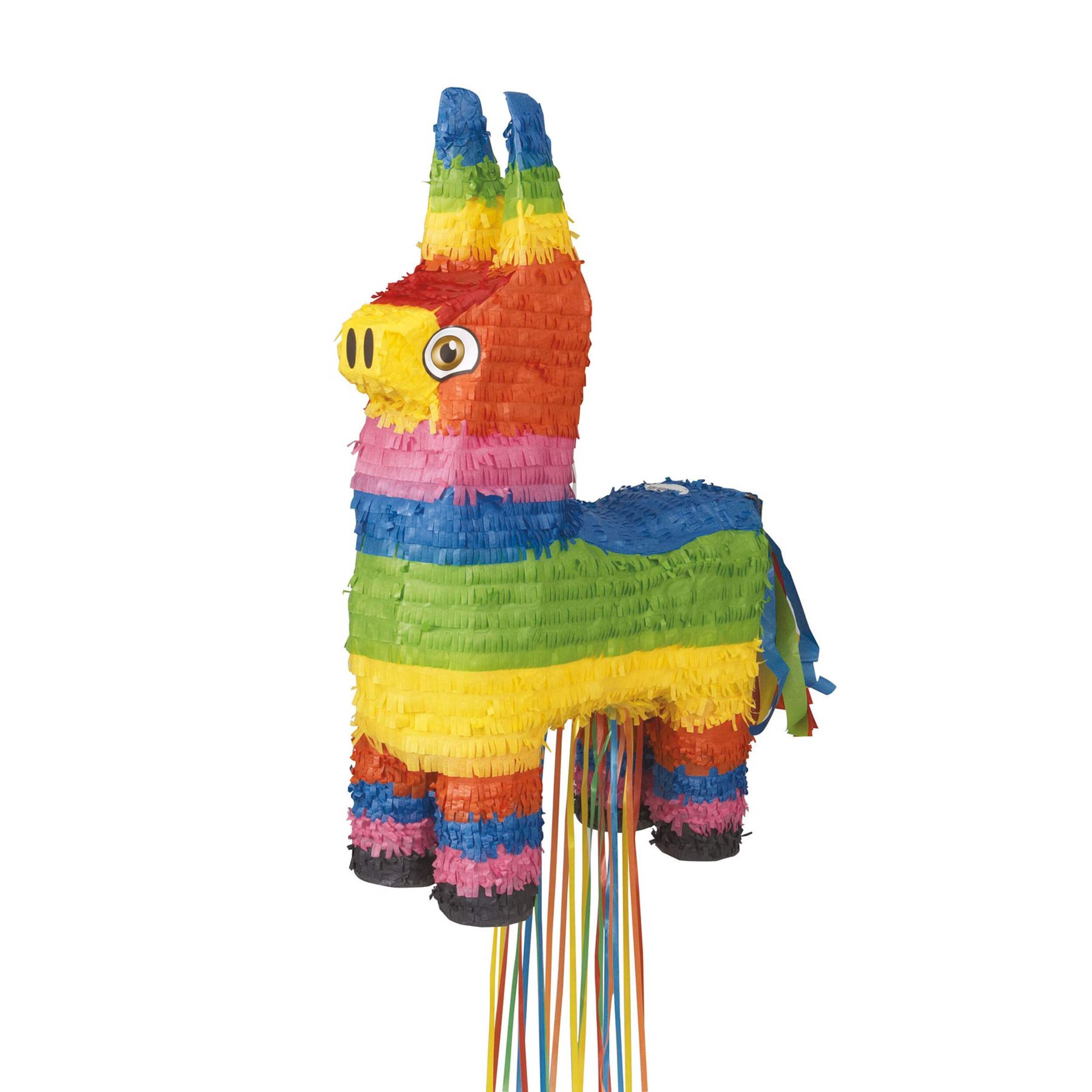 Burro Pinata Hanging Pull String Decoration, Multi-Coloured, Holds 2lb of Pinata Filler, for Birthday/Fiesta Parties Front_Angled_Right