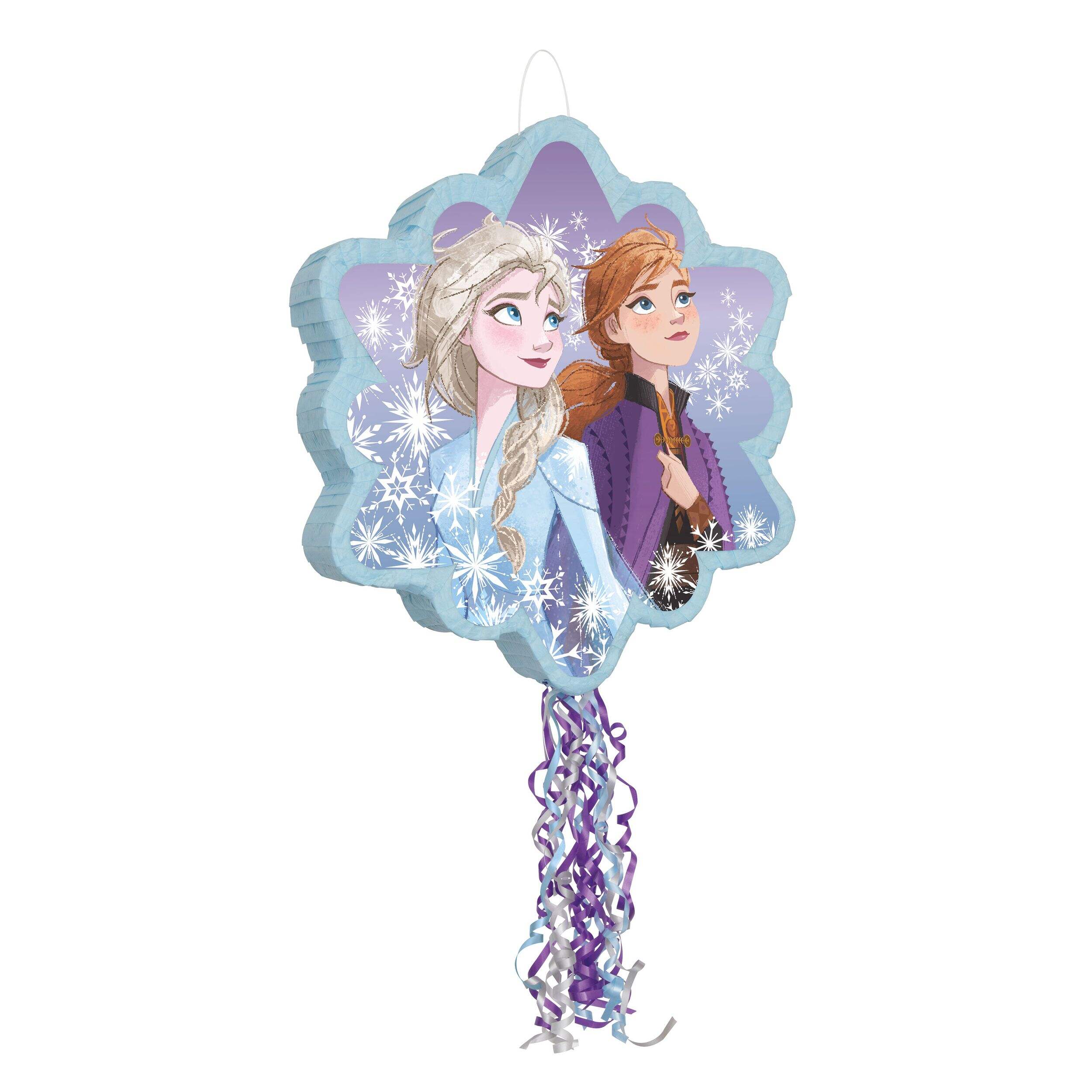 Disney Frozen Elsa & Anna Pinata Hanging Pull String Decoration, Blue, for Birthday Parties Front_Angled_Right