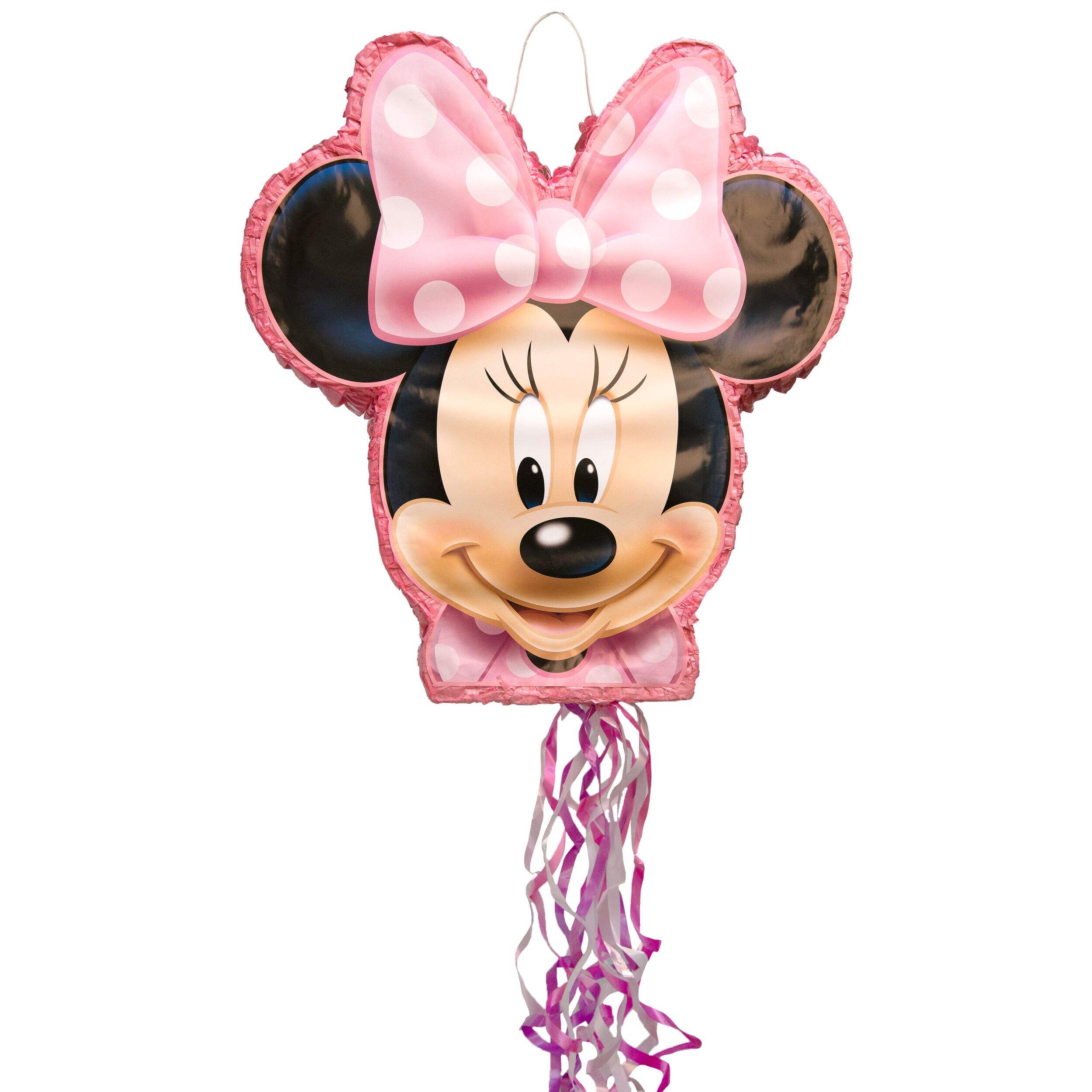 Disney Minnie Mouse Pinata Hanging Pull String Decoration, Pink, for Birthday Parties Front_Flat