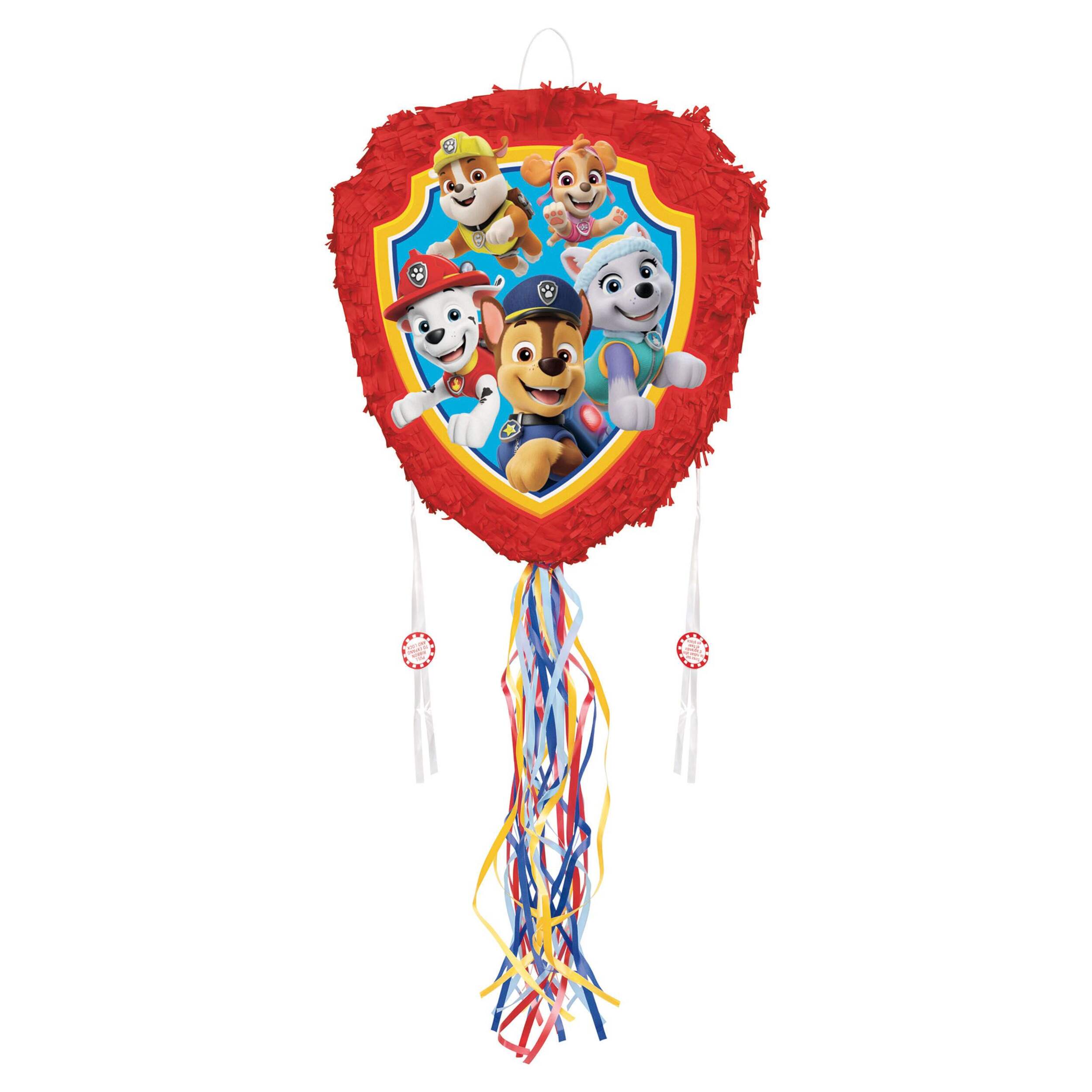 Nickelodeon PAW Patrol Chase/Skye/Marshall/Rubble Pinata Hanging Pull String Decoration, Blue, 21-in, Holds 2lb of Pinata Filler, for Birthday Parties Front_Flat