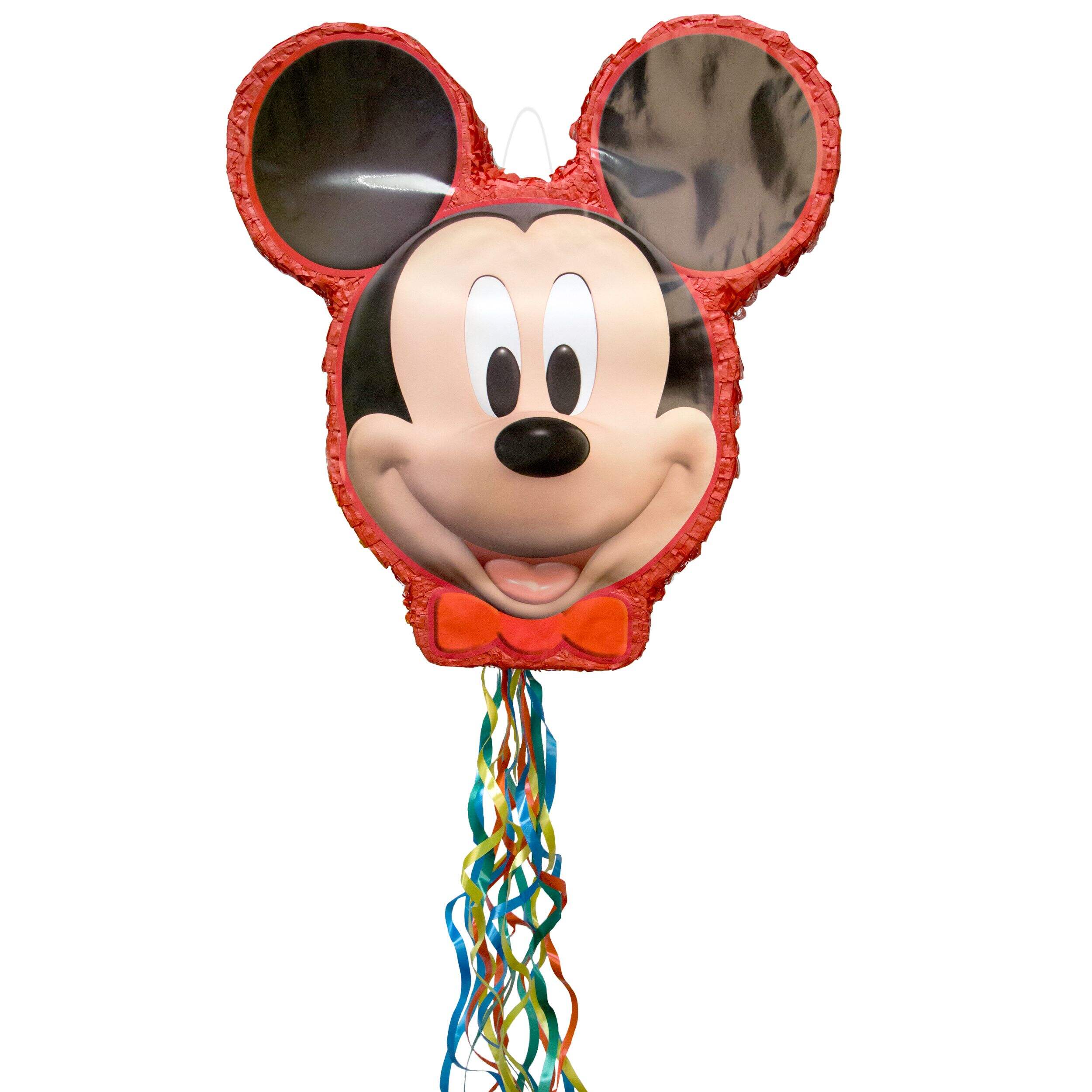 Disney Mickey Mouse Pinata Hanging Pull String Decoration, Red, for Birthday Parties Front_Flat