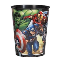 Disney Marvel Avengers Hulk/Iron Man/Captain America Plastic Reusable Favour Cup, Multi-Coloured, 16-oz, for Birthday Party Front_Elevated