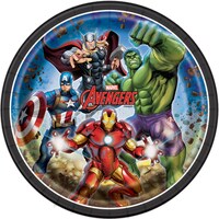 Assiettes à dîner rondes jetables en papier pour fête d'anniversaire Marvel Avengers Powers Unite, noir/vert/bleu, 9 po, paq. 8