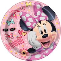 Disney Minnie Mouse Round Paper Disposable Lunch Plates,Pink, 9-in, 8-pk, for Birthday Party Overhead_Flat