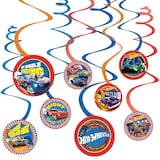 Hot Wheels Swirl Hanging Decorations, Blue/Orange, 10-in, 12-pk, for Birthday Party Front_Flat