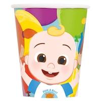 Cocomelon Paper Disposable Cups, Blue/Yellow, 9-oz, 8-pk, for Birthday Party Front_Flat