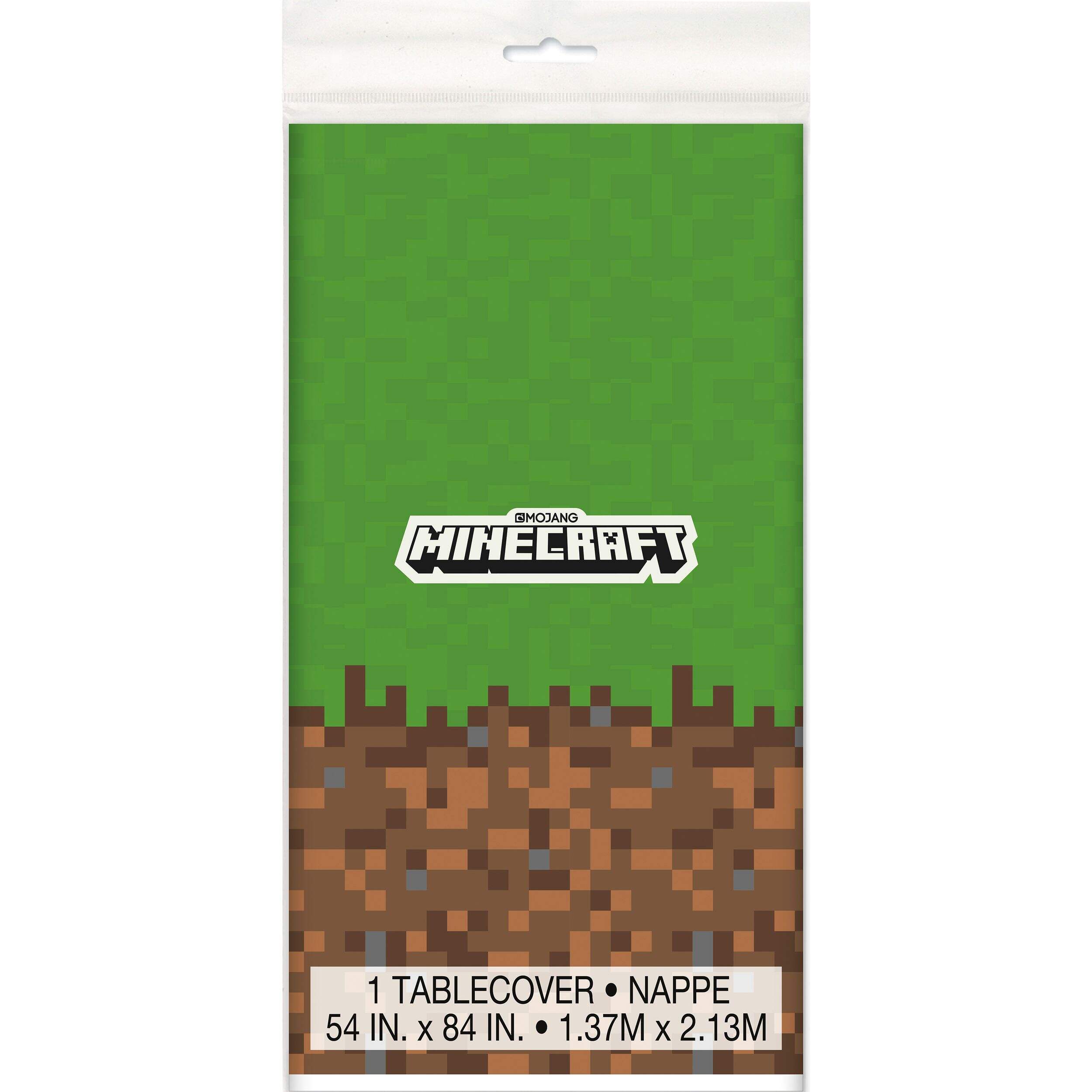 Minecraft Plastic Table Cover, 54-in x 84-in, Minecraft Party Supplies Front_Flat