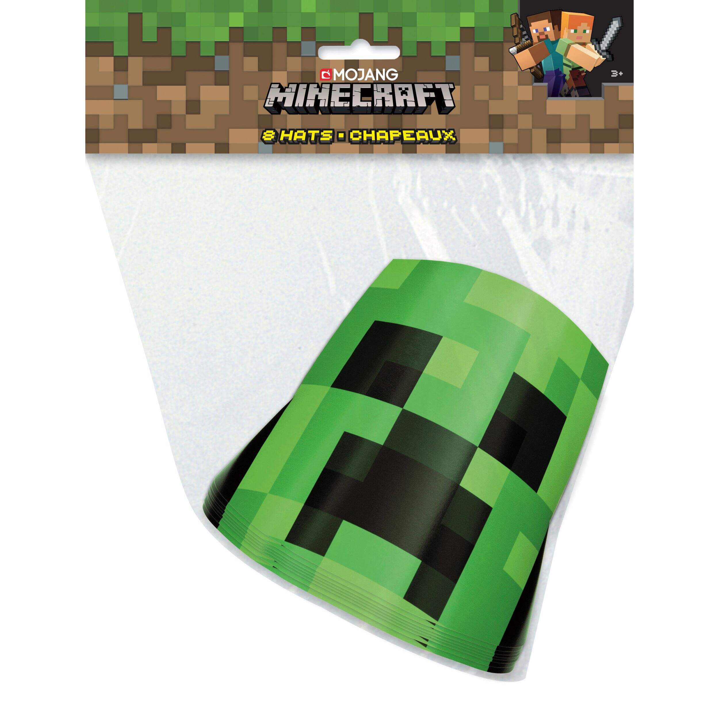 Minecraft Party Hats, 8-ct, Minecraft Birthday Party Supplies Front_Flat