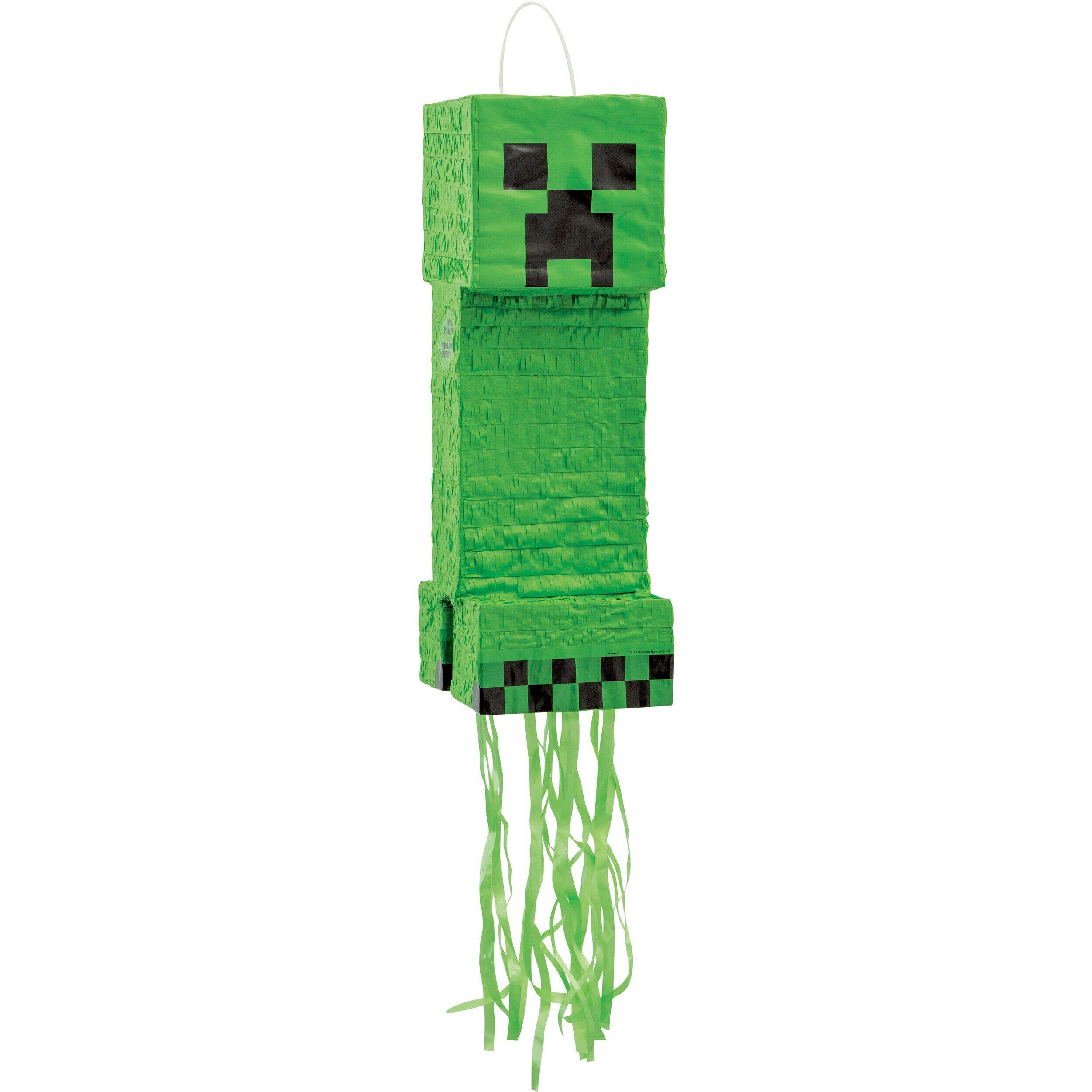Décoration pinata à ficelle suspendue Minecraft Creeper, vert, 10 po, peut contenir 2 lb de garniture à pinata, pour fête d'anniversaire Front_Angled_Right