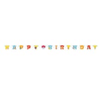 Nintendo Pokémon "Happy Birthday" Hanging Garland Banner Decoration, for Birthday Party Front_Flat