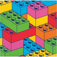 Serviettes à boissons carrées en papier jetables fête de blocs, multicolore, 5 po, paq. 16, pour fête d'anniversaire Overhead_Flat