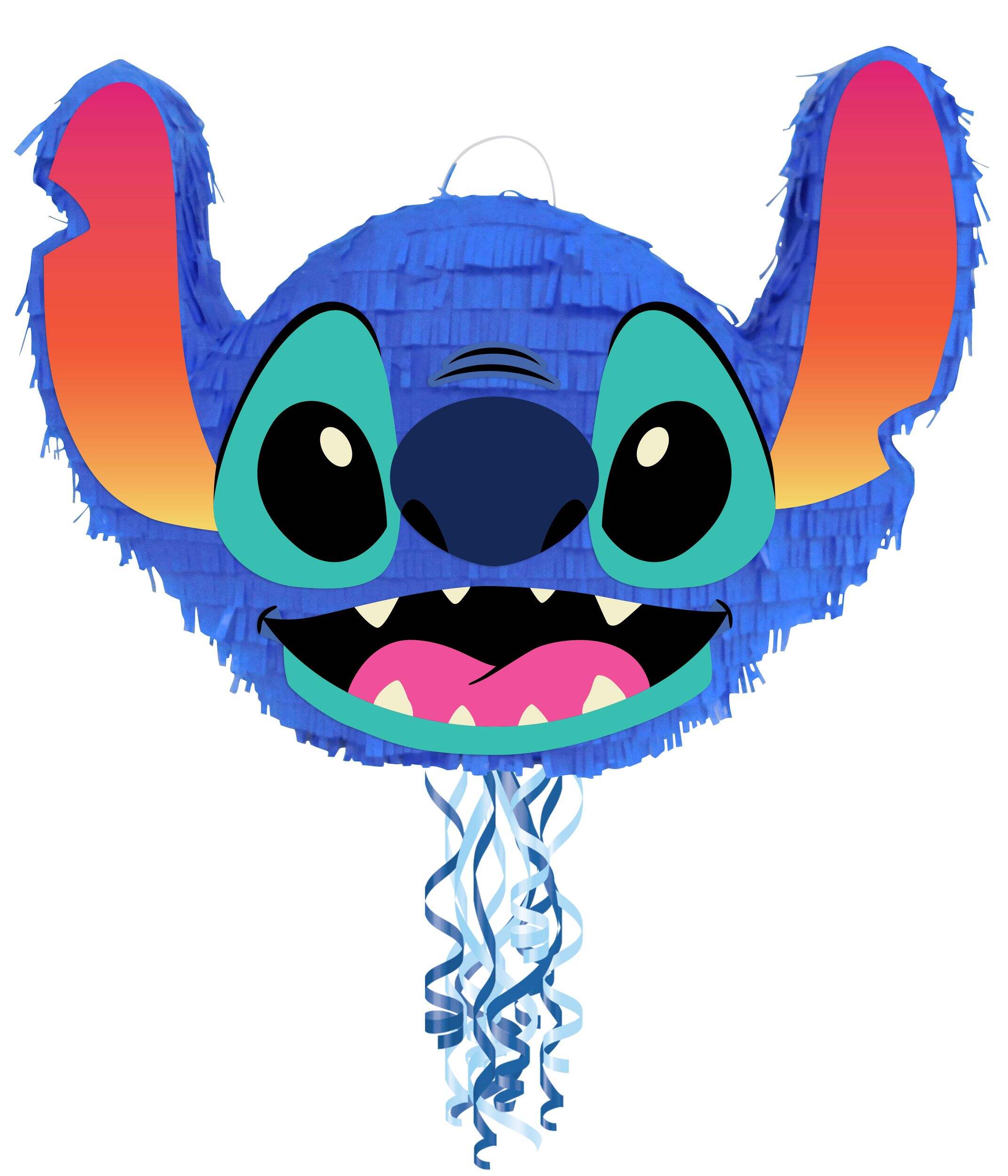 Stitch Ribbon Pull Birthday Party Pinata Front_Flat