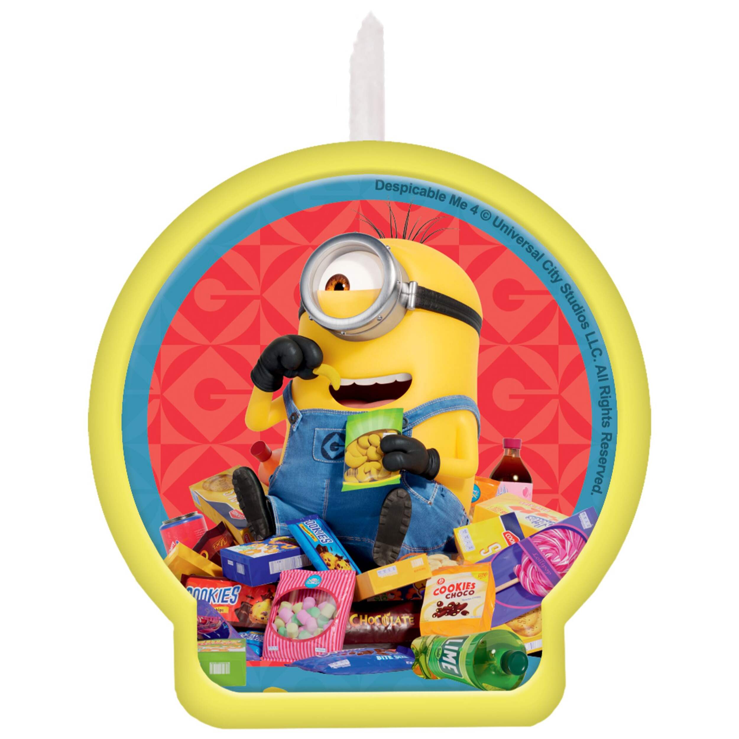 Despicable Me Wax Birthday Candle, Blue/Red/Yellow, for Birthday Party Front_Flat