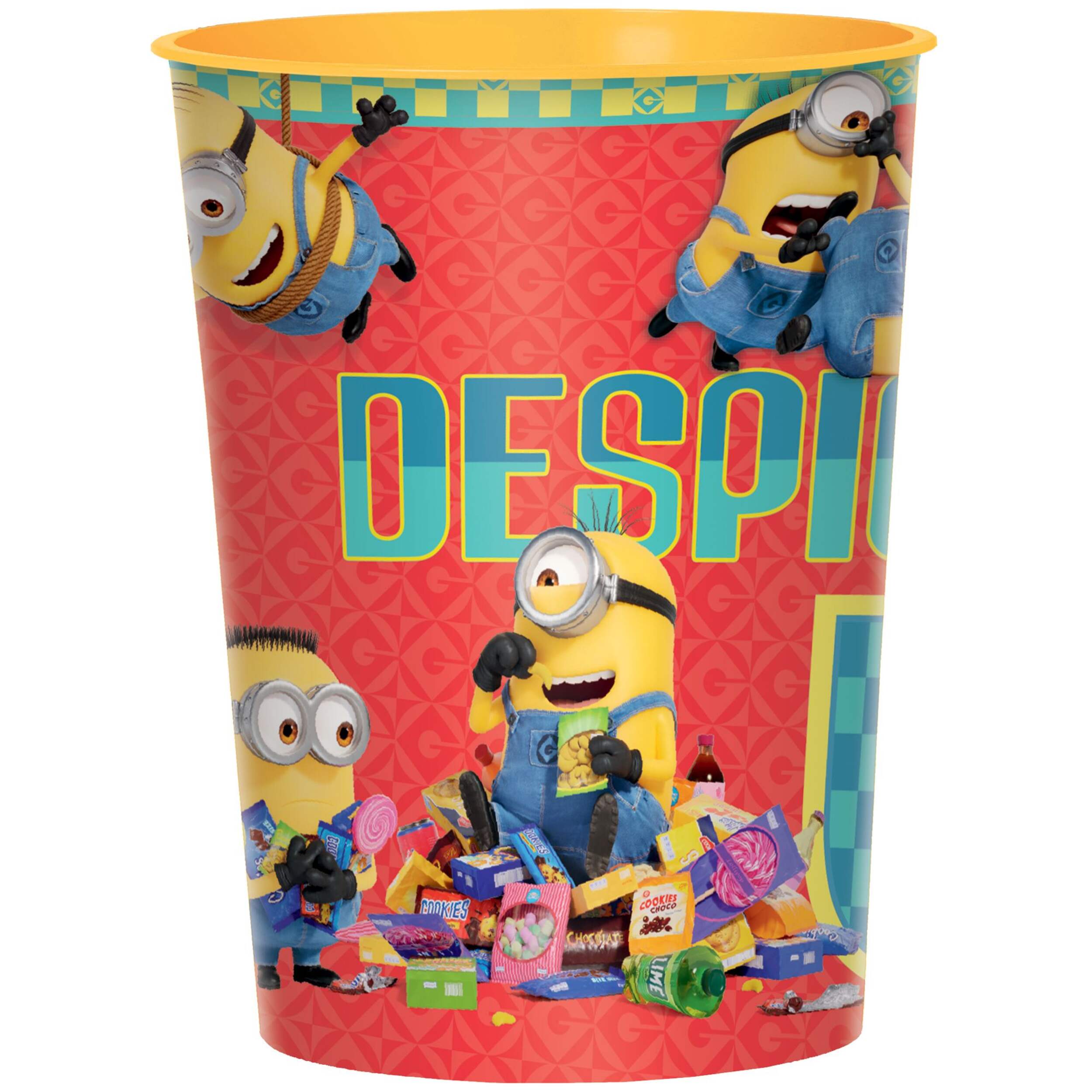 Despicable Me Plastic Reusable Favour Cup, Blue/Red/Yellow, 9-oz, for Birthday Party Front_Flat
