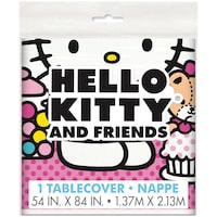 Hello Kitty & Friends Disposable Plastic Table Cover, Multi-Colour, 84 x 54-in, Hello Kitty Party Supplies