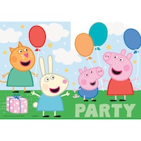 Invitations en papier avec enveloppes, ballons Peppa Pig, multicolore, paq. 8, pour fête d'anniversaire