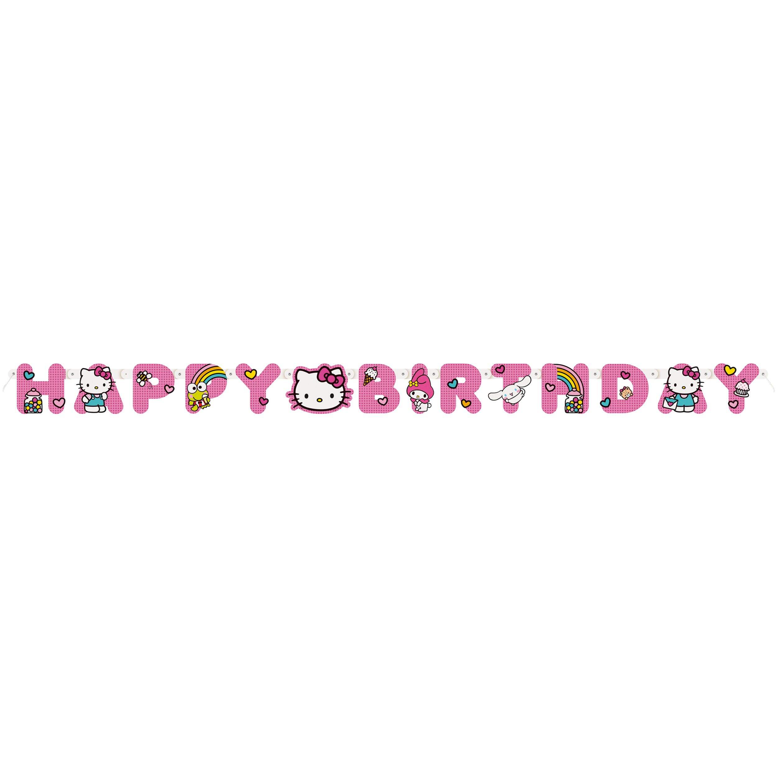 Hello Kitty 'Happy Birthday' Letter Banner, 6-ft, Hello Kitty Party Decorations Front_Flat