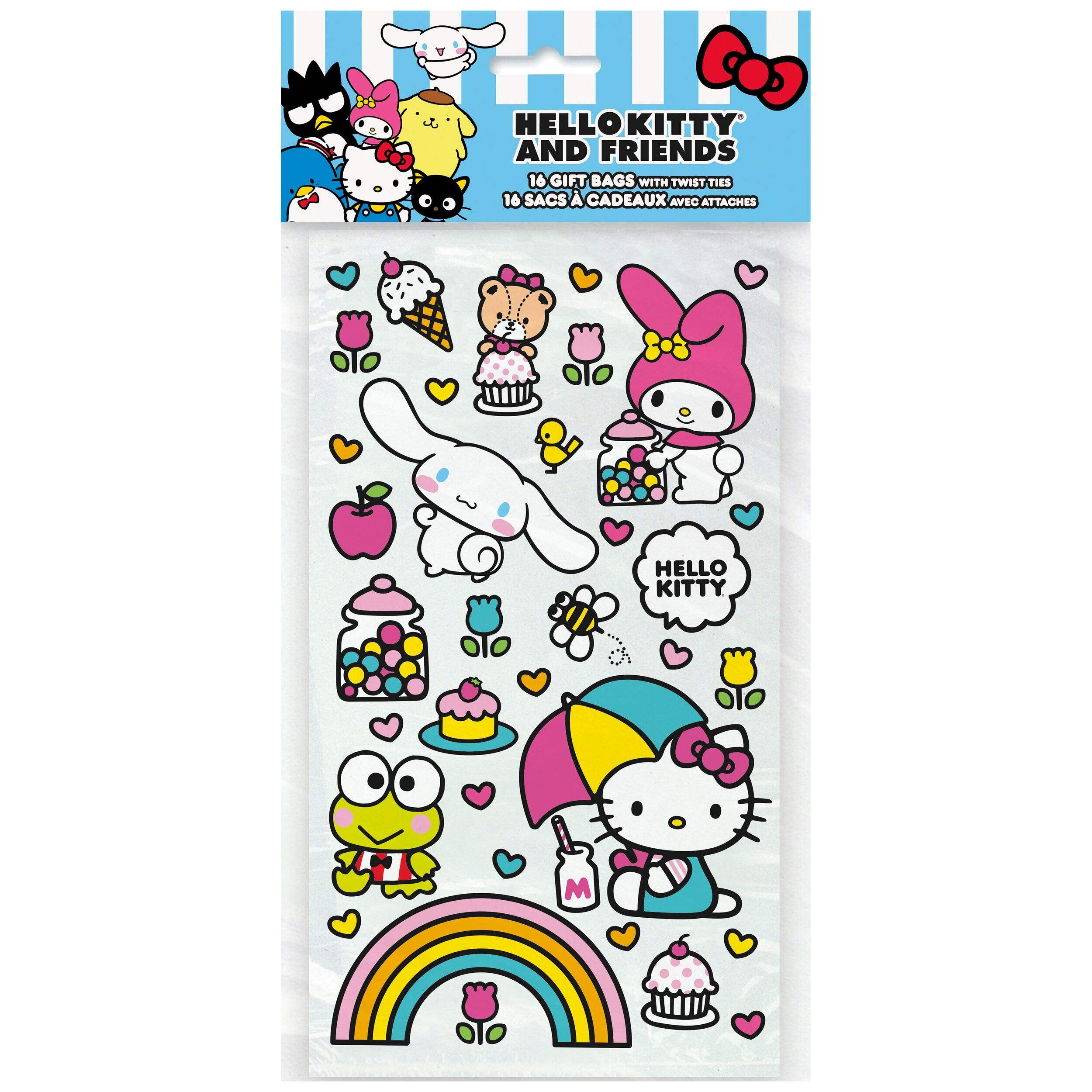 Hello Kitty Treat Bags with Twist Ties, 16-ct, Hello Kitty Party Supplies Front_Flat