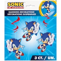 Sonic Hanging Swirl Decorations, Multi-Coloured, 3-pk, for Birthday Party