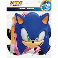 Masques en papier Sonic, styles variés, taille unique, paq. 8, accessoires de costume prêt-à-porter, pour fête d'anniversaire/Halloween