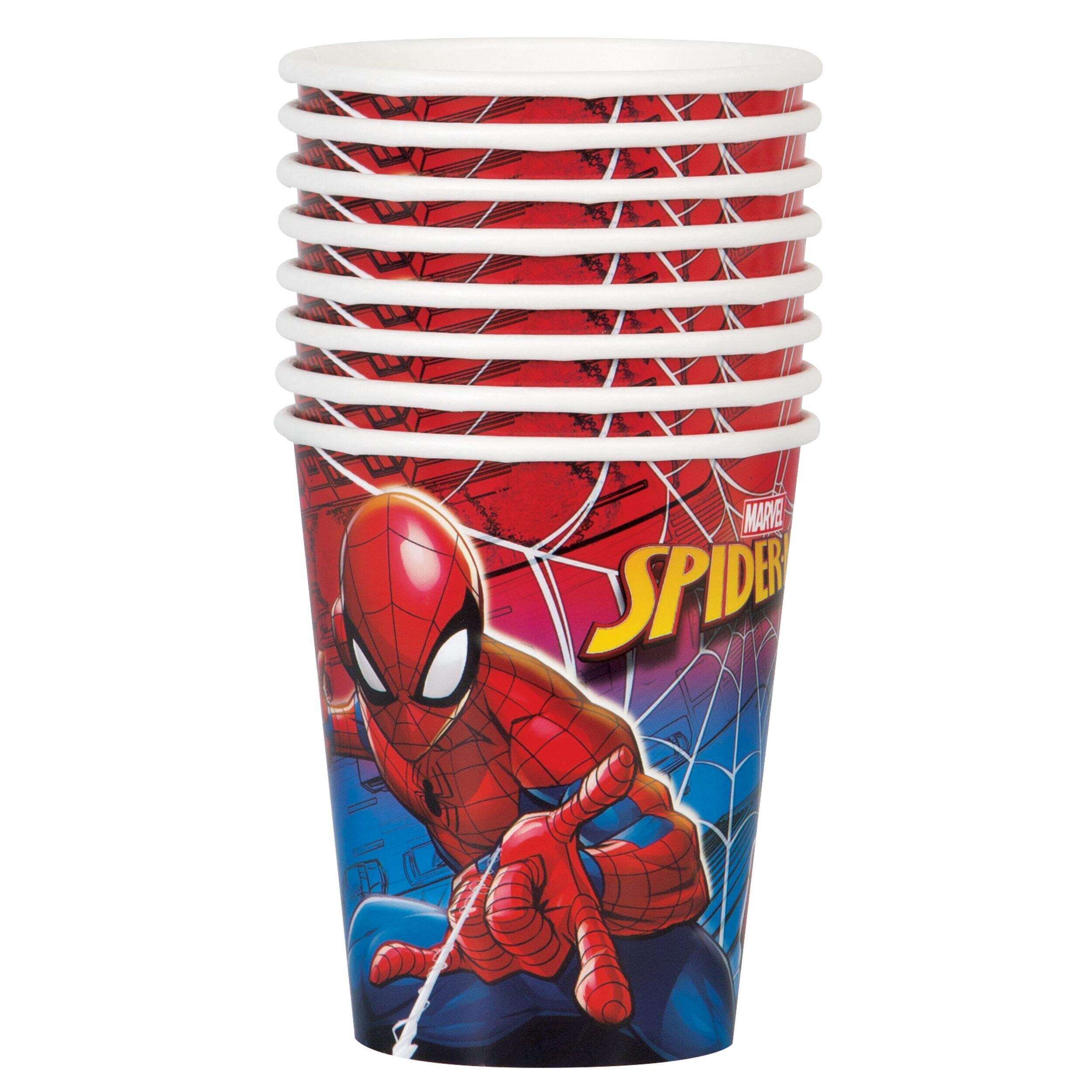 Spiderman Paper Disposable Cups, Multi-Coloured, 9-oz, 8-pk, for Birthday Party Front_Flat