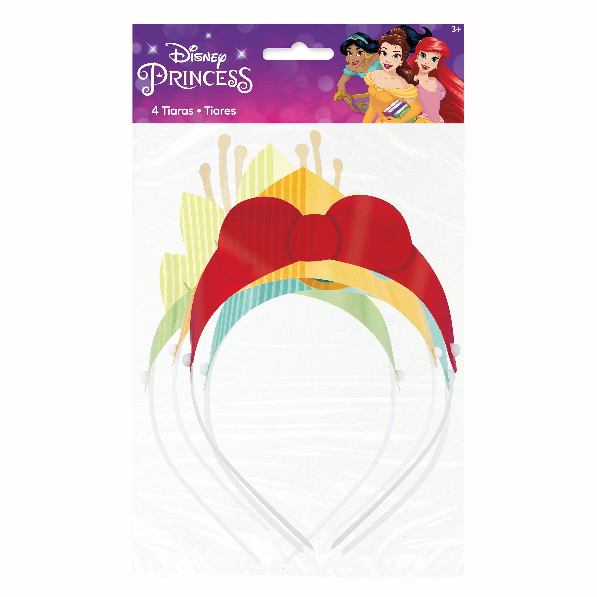 Disney Princess Paper Headbands, Multi-Coloured, One Size, 4-pk, Wearable Costume Accessories for Birthdays/Halloween Front_Flat