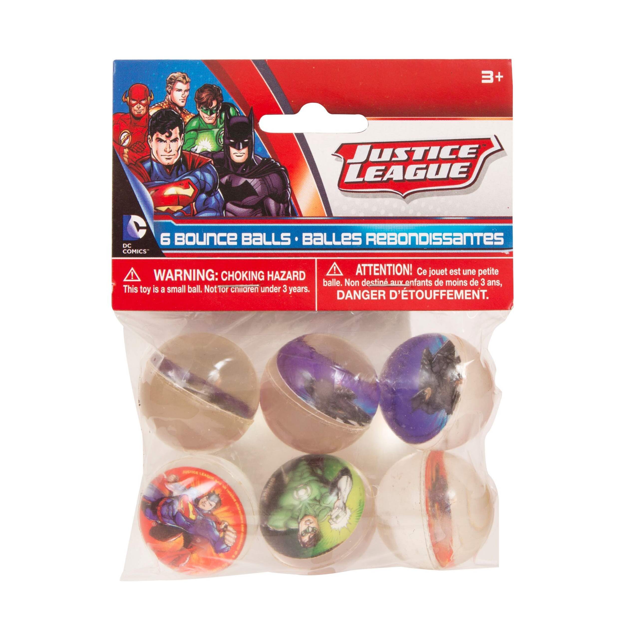 Justice League Bounce Ball Toy Favours, Multi-Coloured, 6-pk, for Birthday/Party Favour Front_Flat