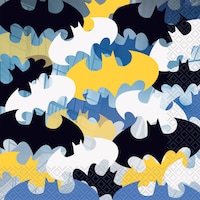 Batman Square Paper Disposable Lunch Napkins, Mult-Coloured, 6.5-in, 16-pk, 2-ply, for Birthday Party Overhead_Flat
