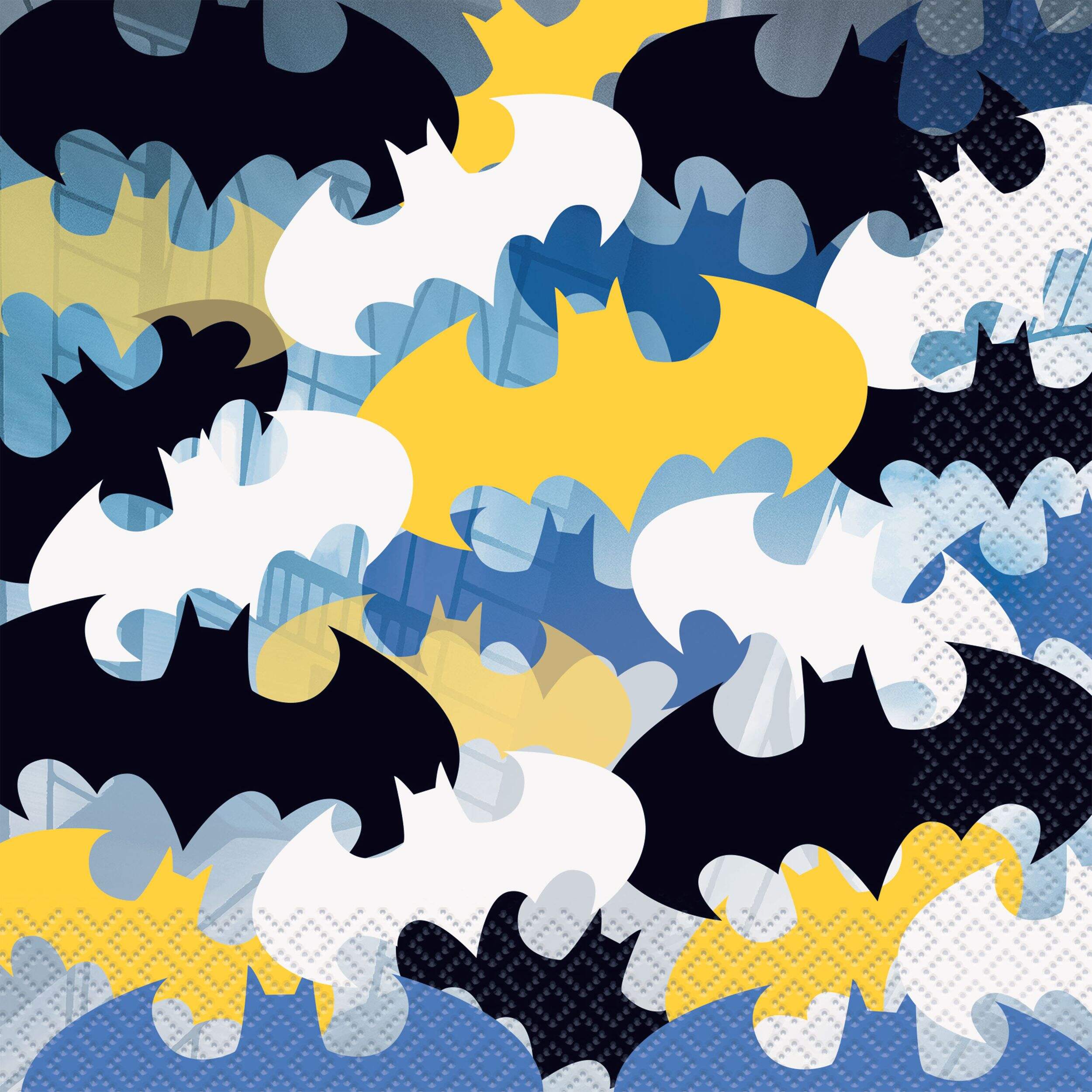 Batman Square Paper Disposable Lunch Napkins, Mult-Coloured, 6.5-in, 16-pk, 2-ply, for Birthday Party Overhead_Flat