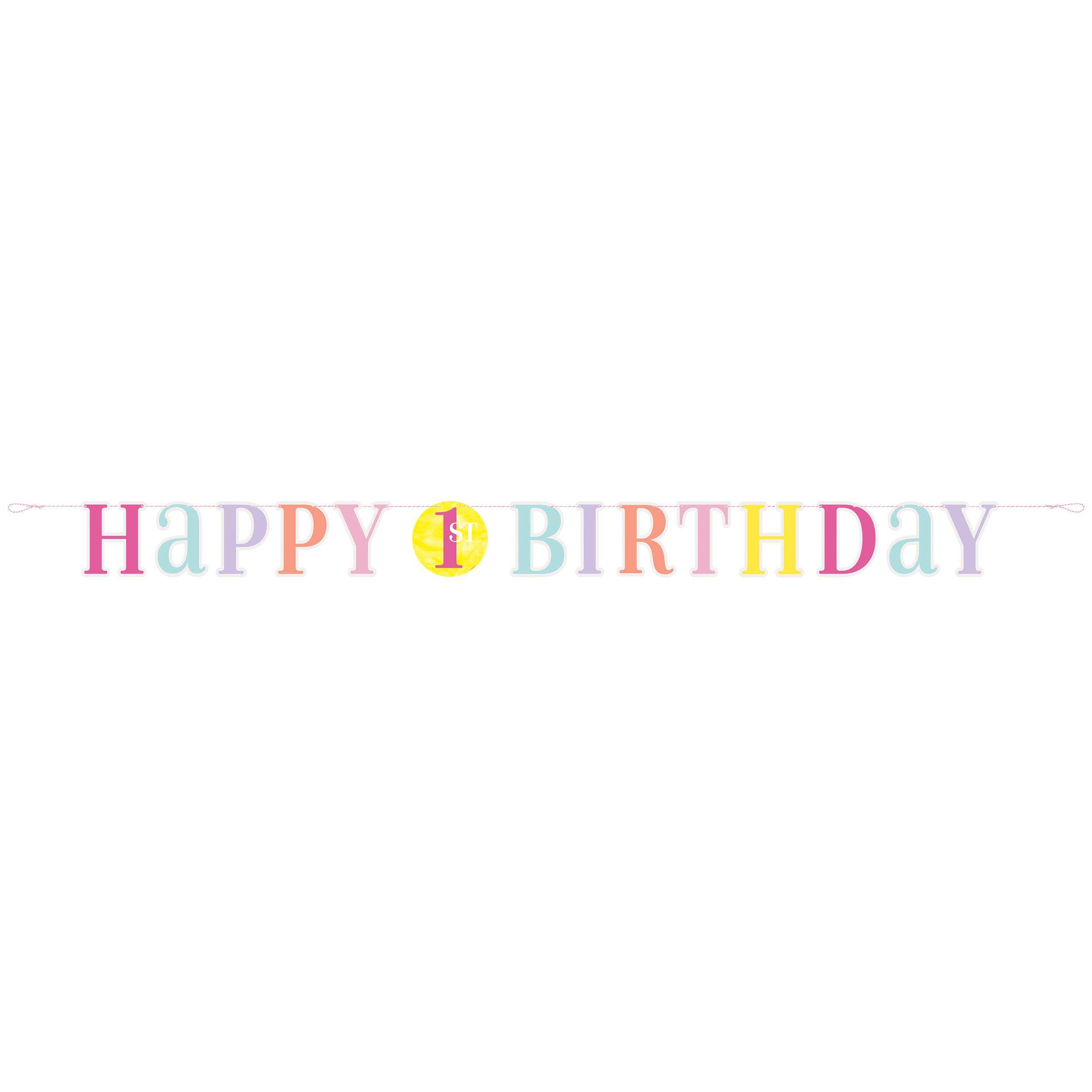 1st Birthday 6-ft Pink Dots Letter Banner Decoration Front_Flat