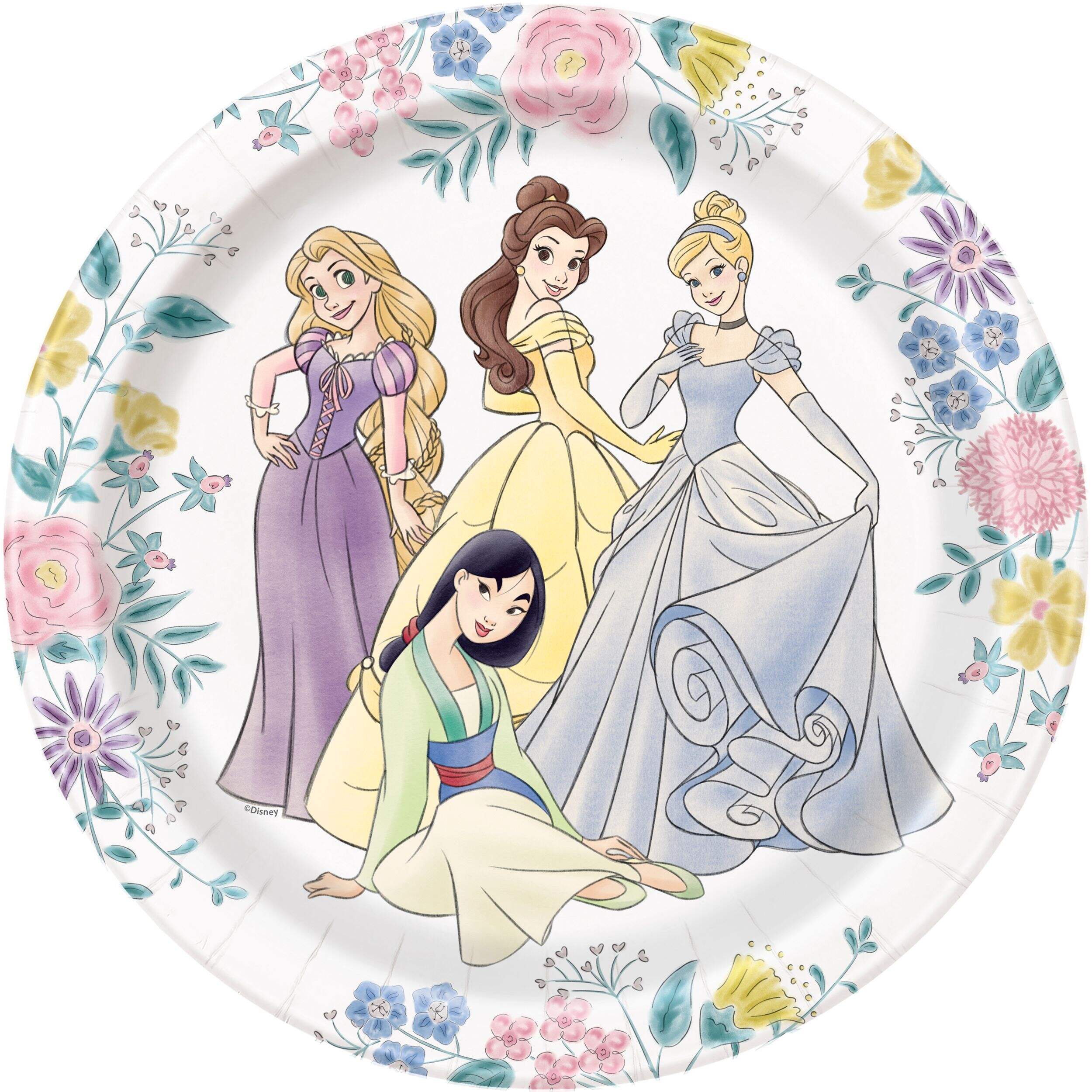 Assiettes à dîner Princesses Disney, 9 po, paq. 8 Overhead_Flat