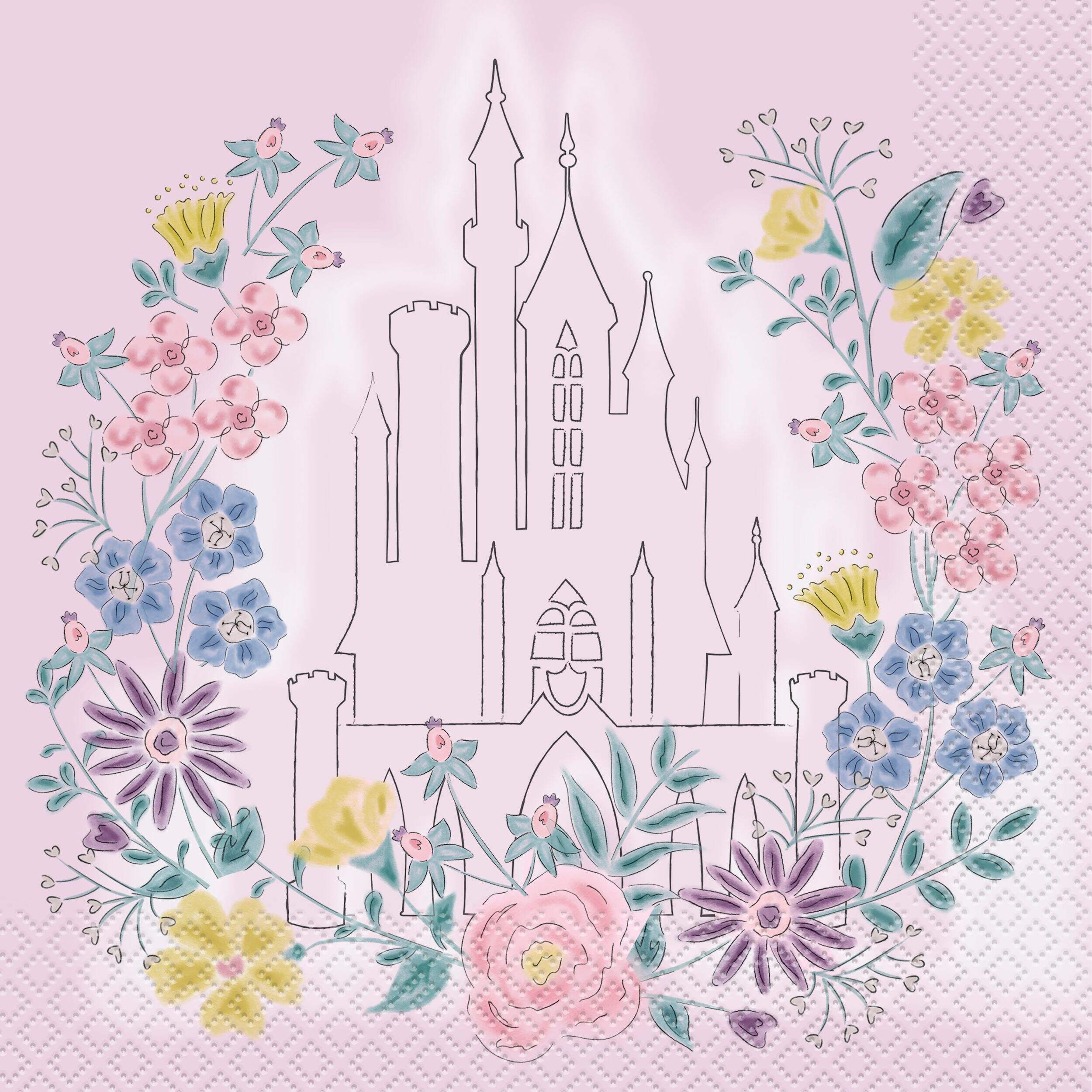 Disney Princess Light Pink Disposable Lunch Napkins, 16-pk Overhead_Flat