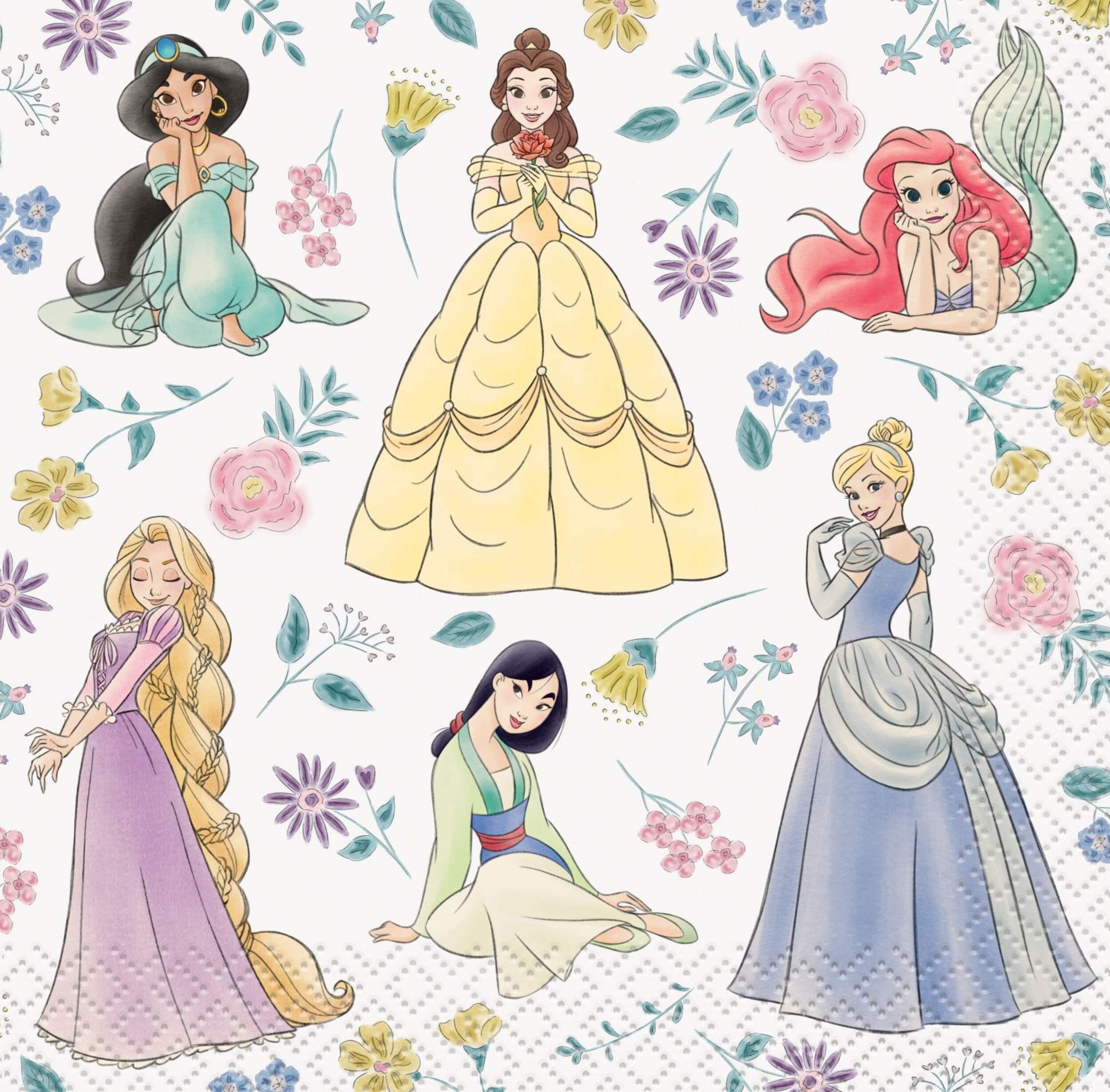Disney Princess Disposable Beverage Napkins, 16-pk Overhead_Flat