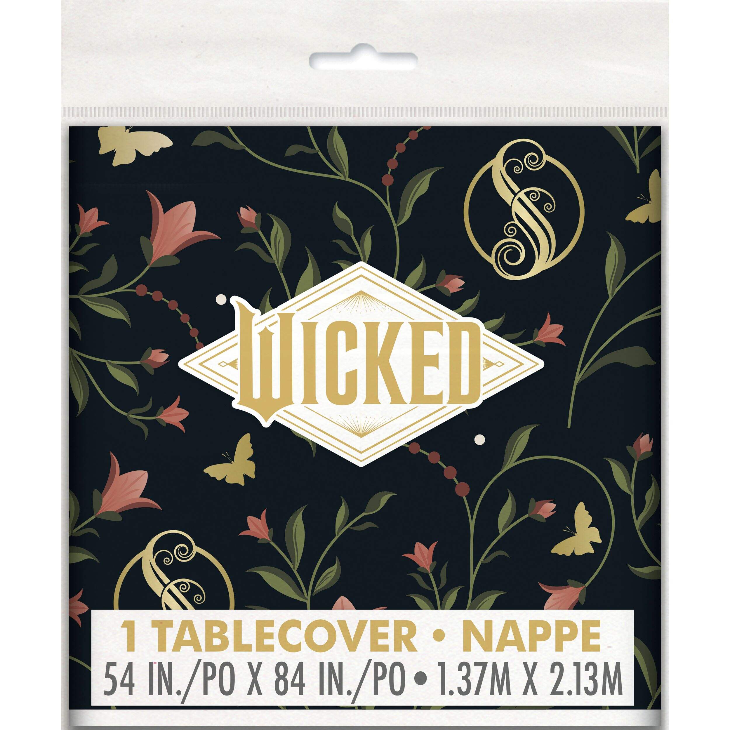 Wicked Rectangular Plastic Reusable Table Cover, Multi-Colour, 54x84-in, for Birthday Party Front_Flat