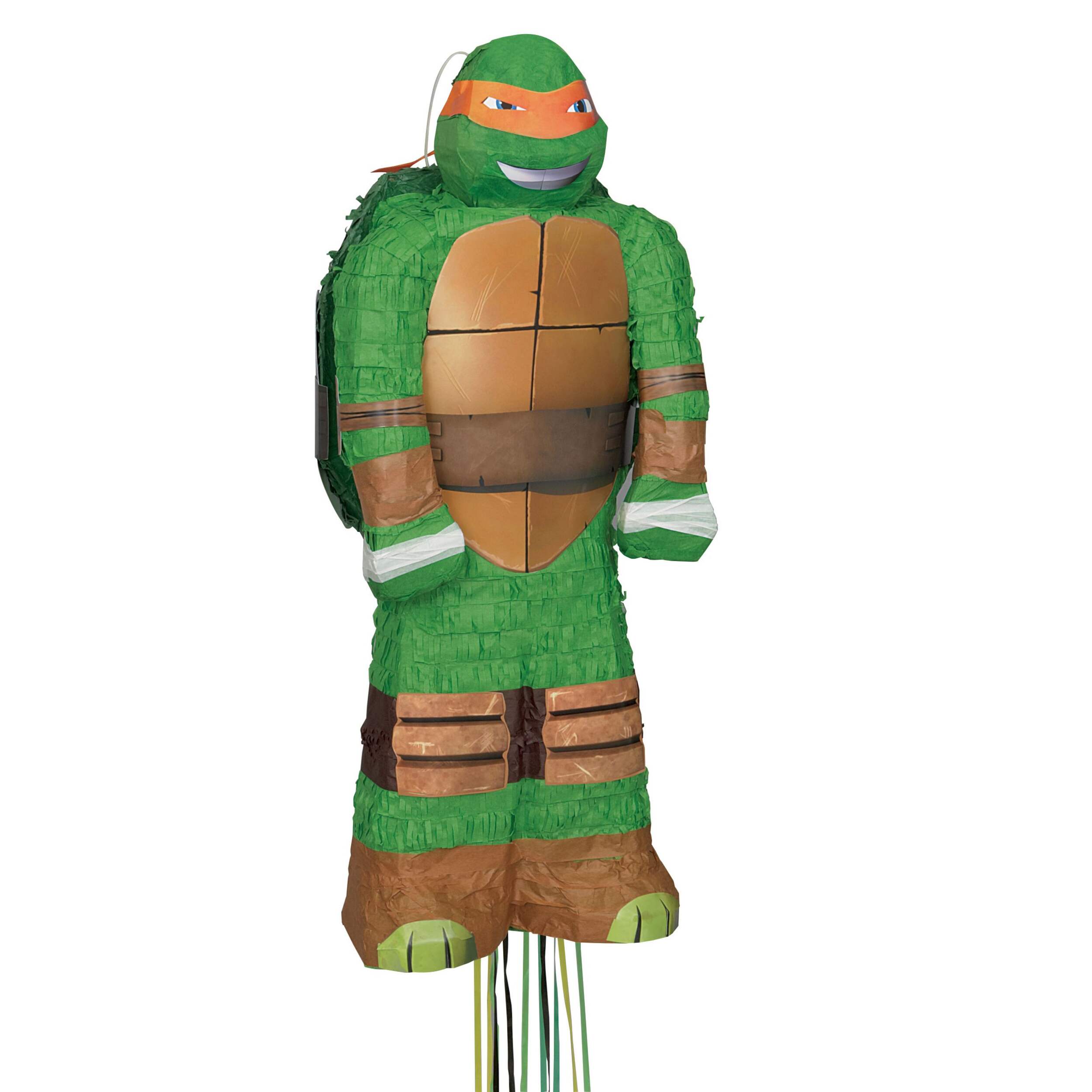 Teenage Mutant Ninja Turtles Michelangelo 3D Hanging Pull String Decoration, Multi-Coloured, Holds 2-lb of Pinata Filler, for Birthday Parties Front_Angled_Right