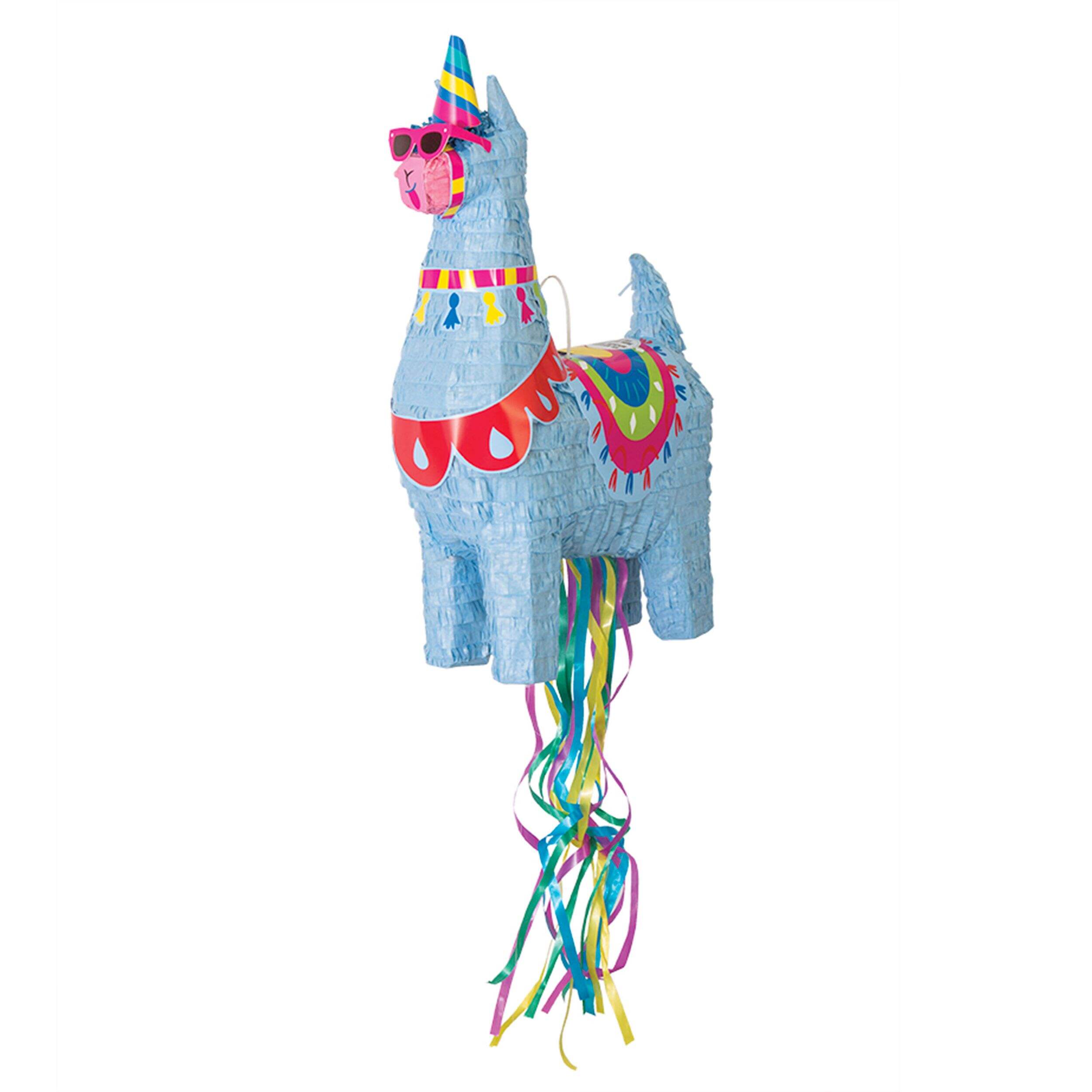 Llama 3D Pinata Hanging Pull String Decoration, Multi-Coloured, Holds 2-lb of Pinata Filler, for Birthday Parties Front_Angled_Right