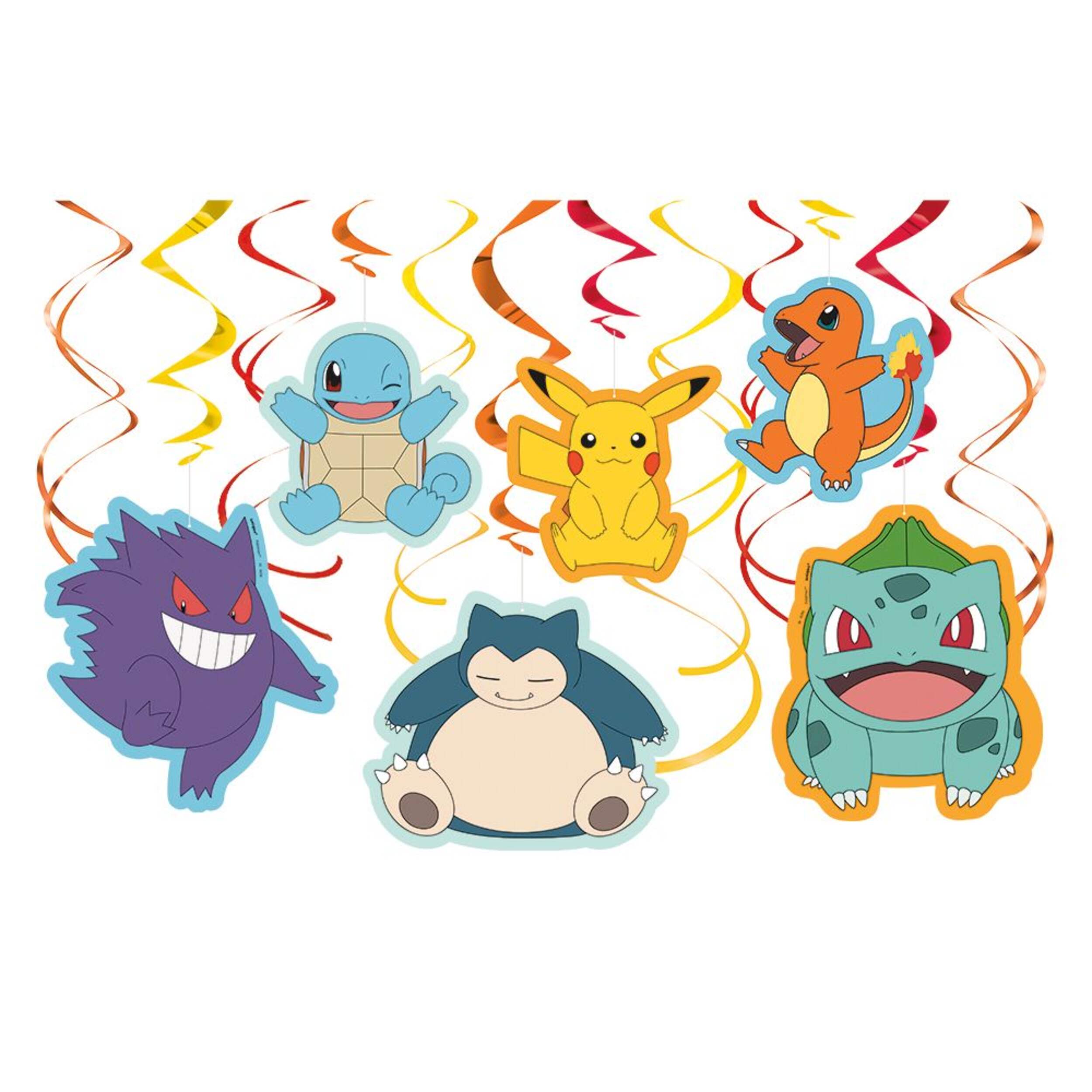Décorations en spirale suspendues Pokémon, multicolore, pour fête d'anniversaire, paq. 12 Front_Flat