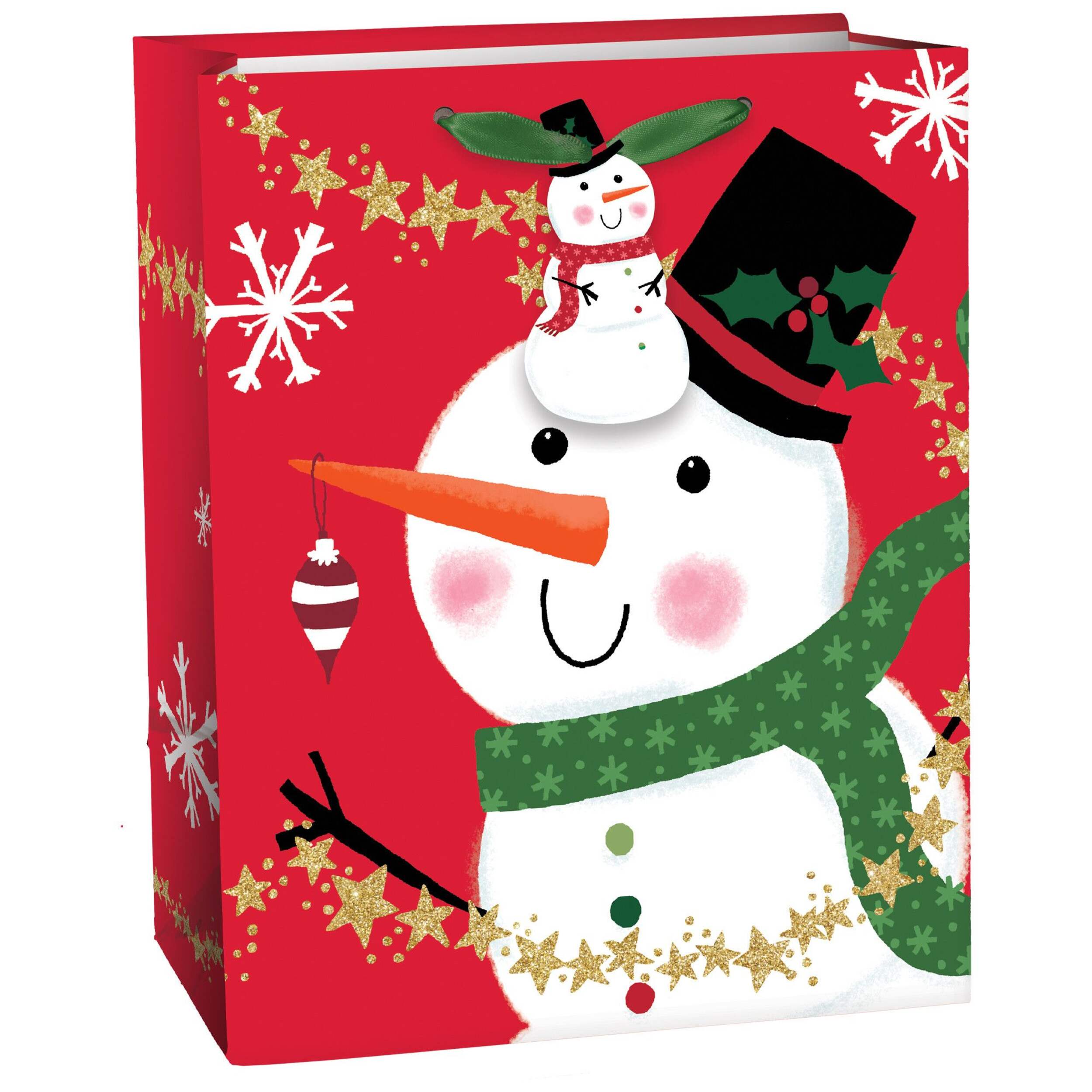 Snowman Gift Bag with Tissue Paper, Medium Front_Angled_Right
