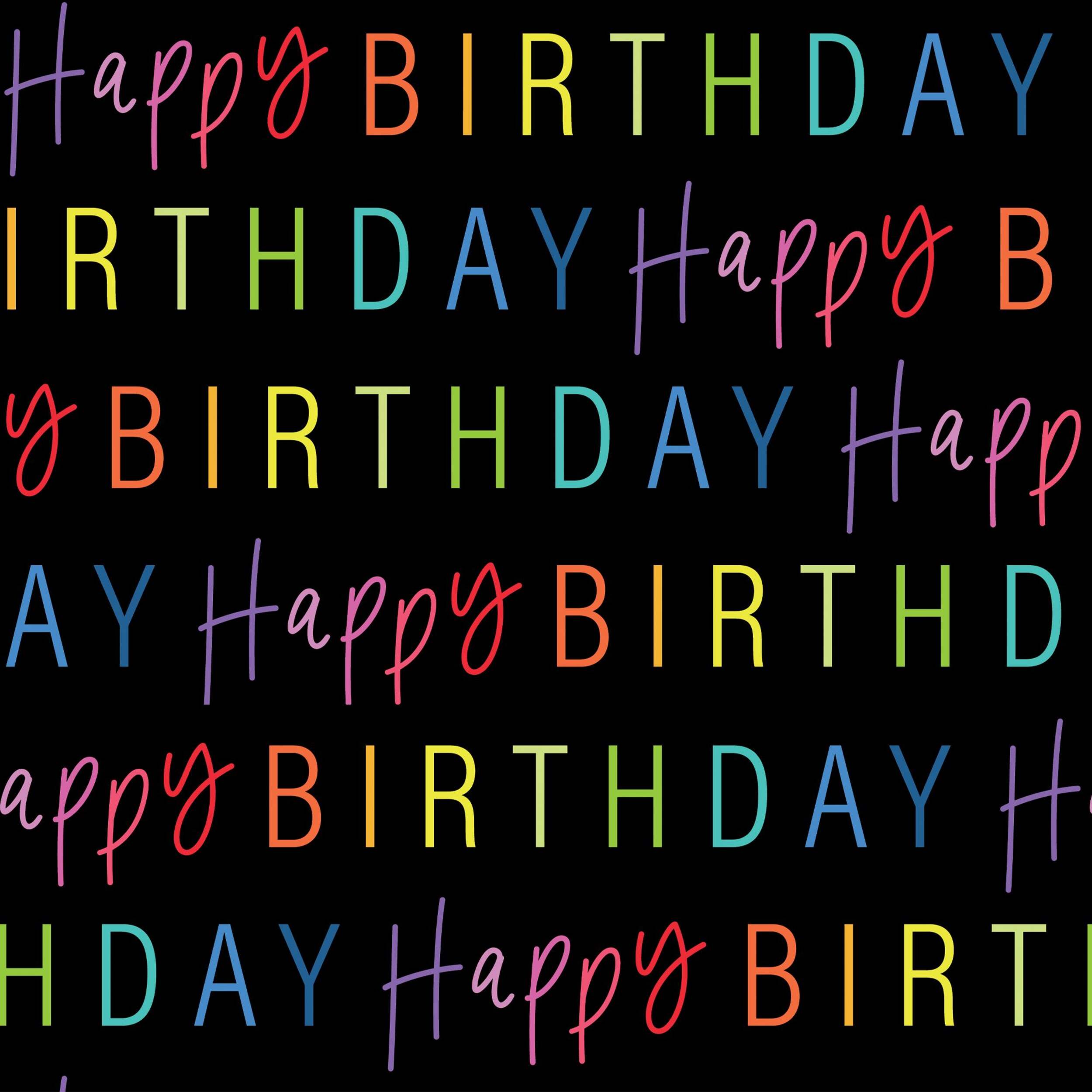 Black Rainbow Birthday Wrapping Paper Roll, 16-ft CloseUp