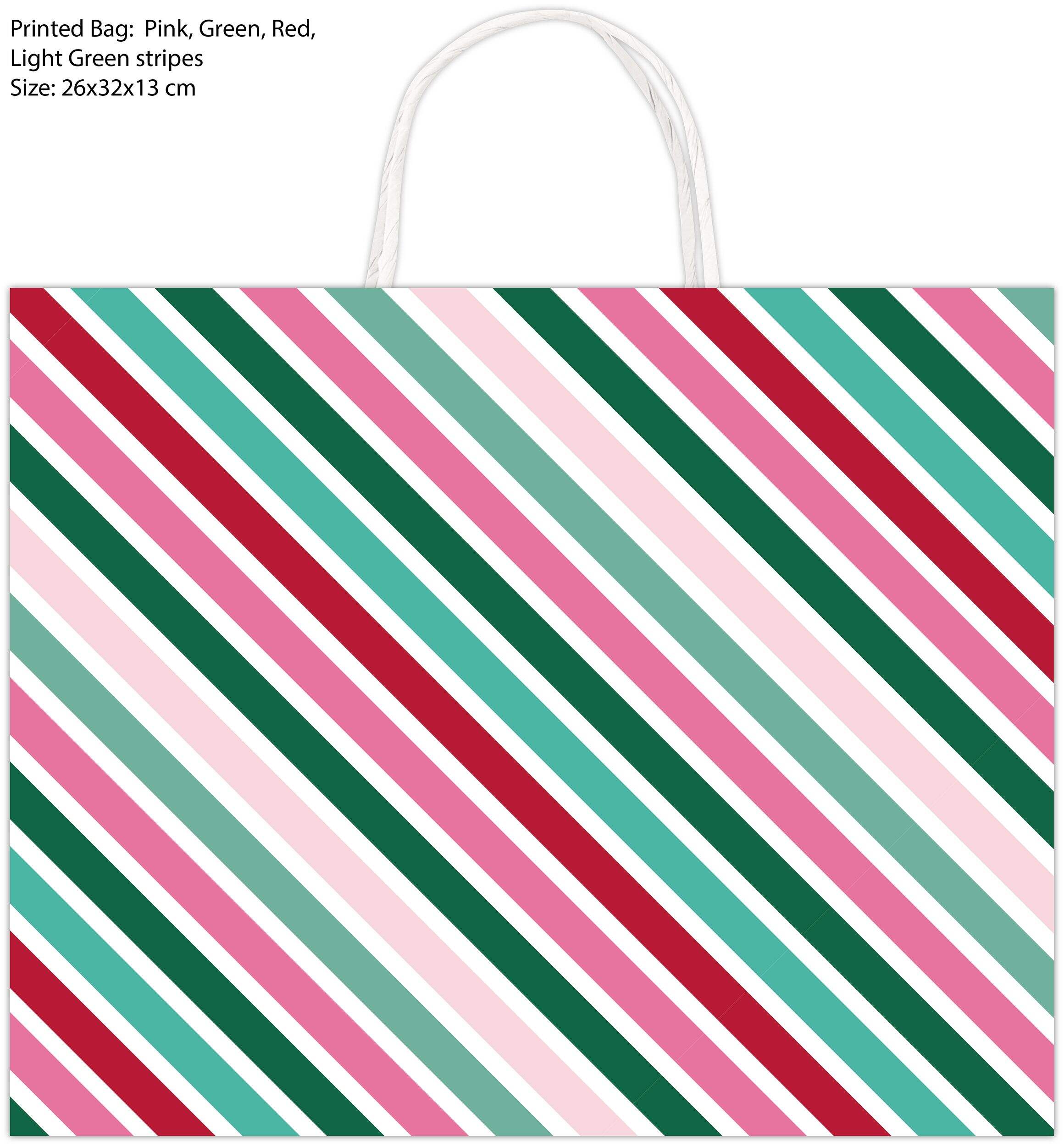PartyAire Large Multicoloured Stripes Christmas Gift Bag Front_Flat