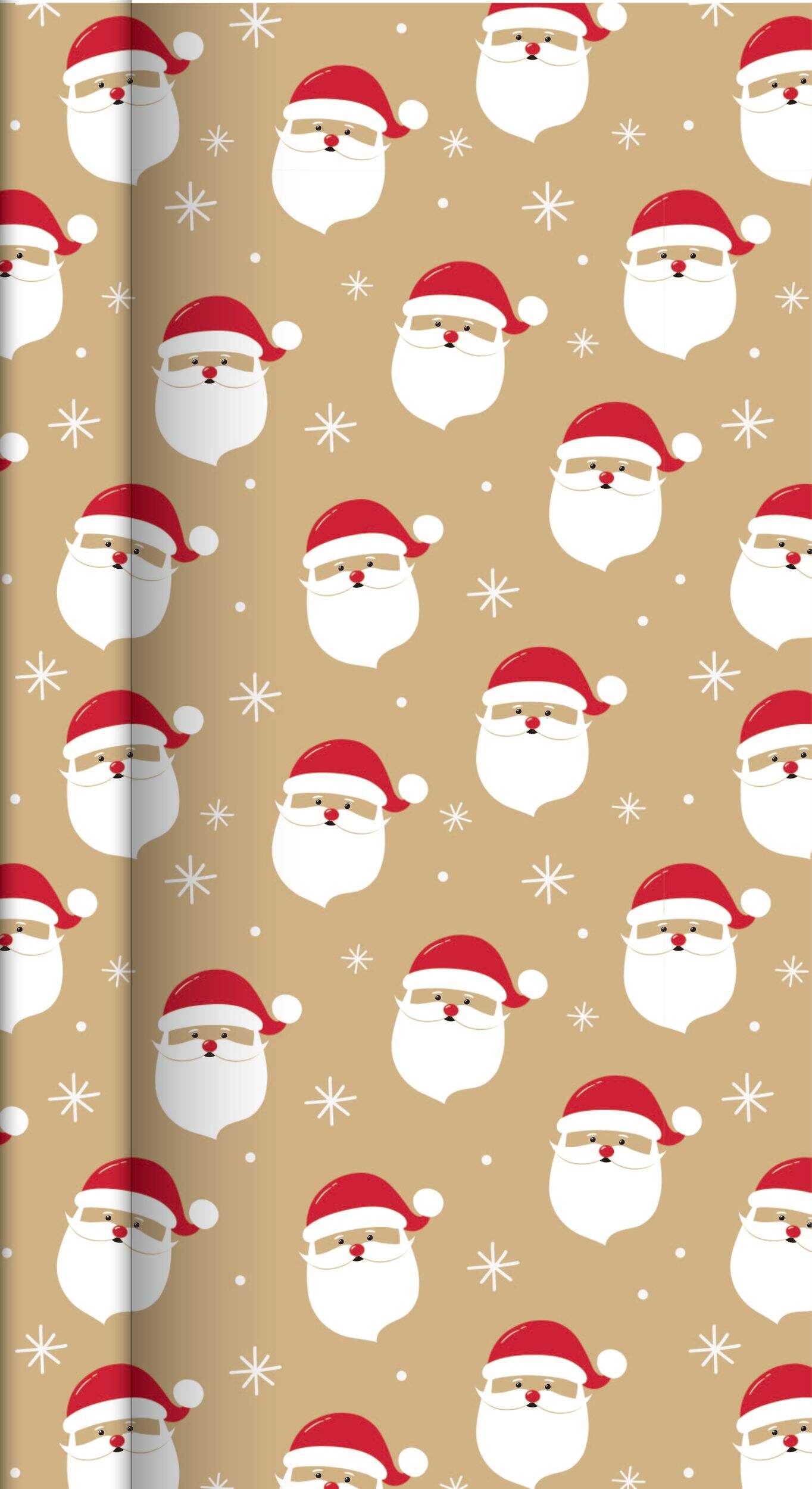 Papier d'emballage PartyAire, rayures/père Noël, rouge et blanc, paq. 2 Front_Flat