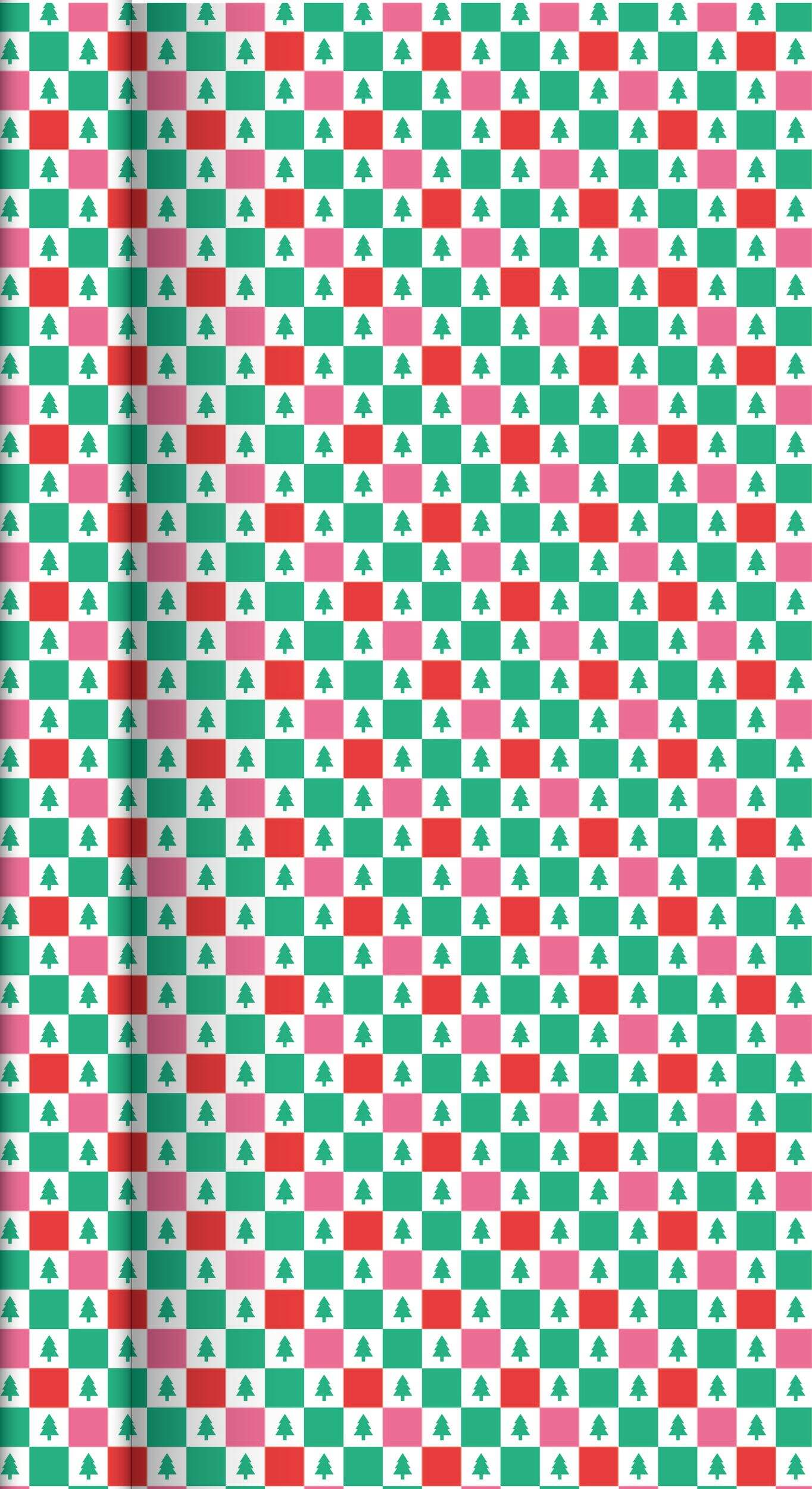 Xmas Wrapping Paper Roll with Check Pattern, multi-colour – 16 ft Front_Flat