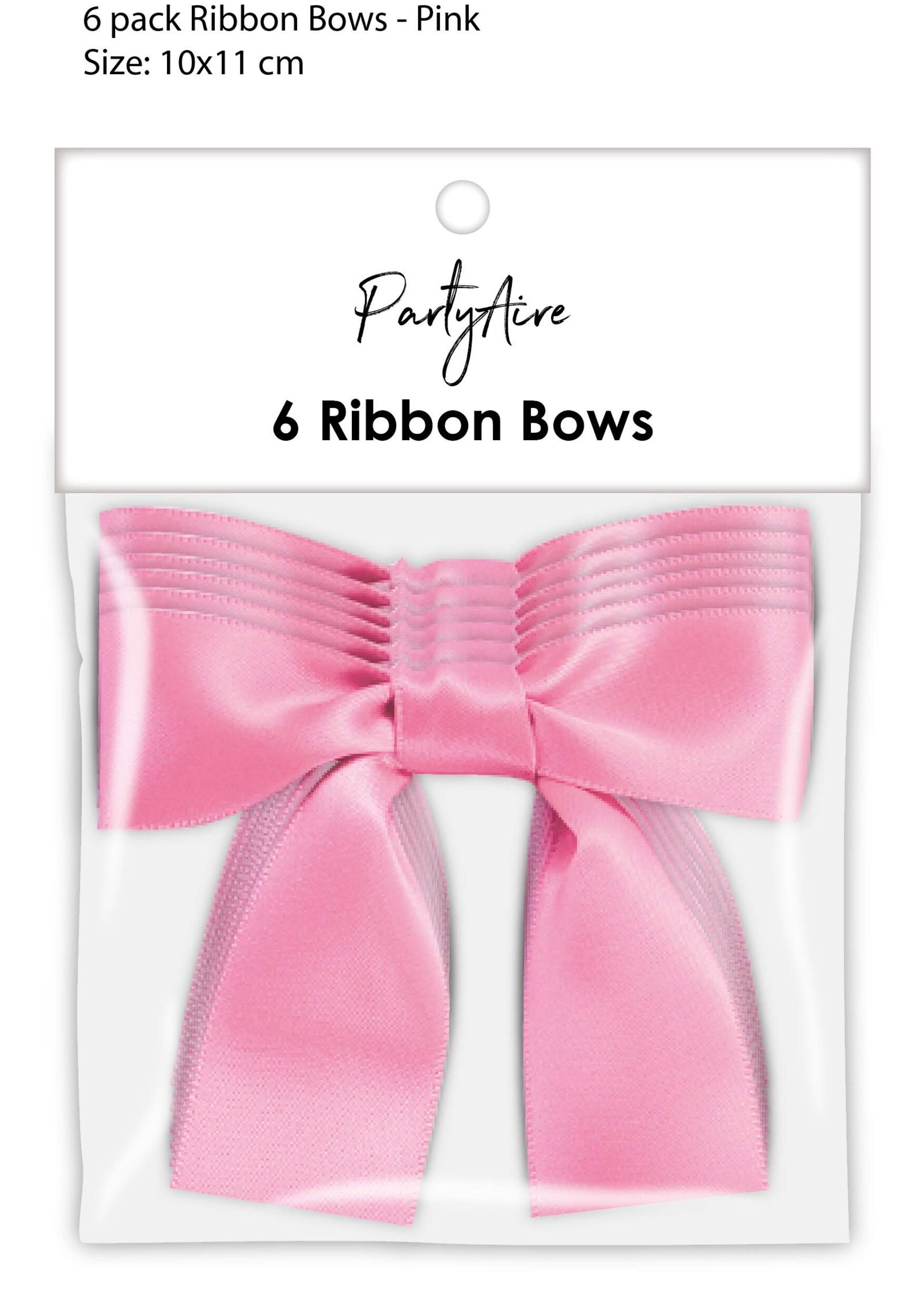 Noeuds de Noël en ruban PartyAire, rose, paq. 6 Front_Flat