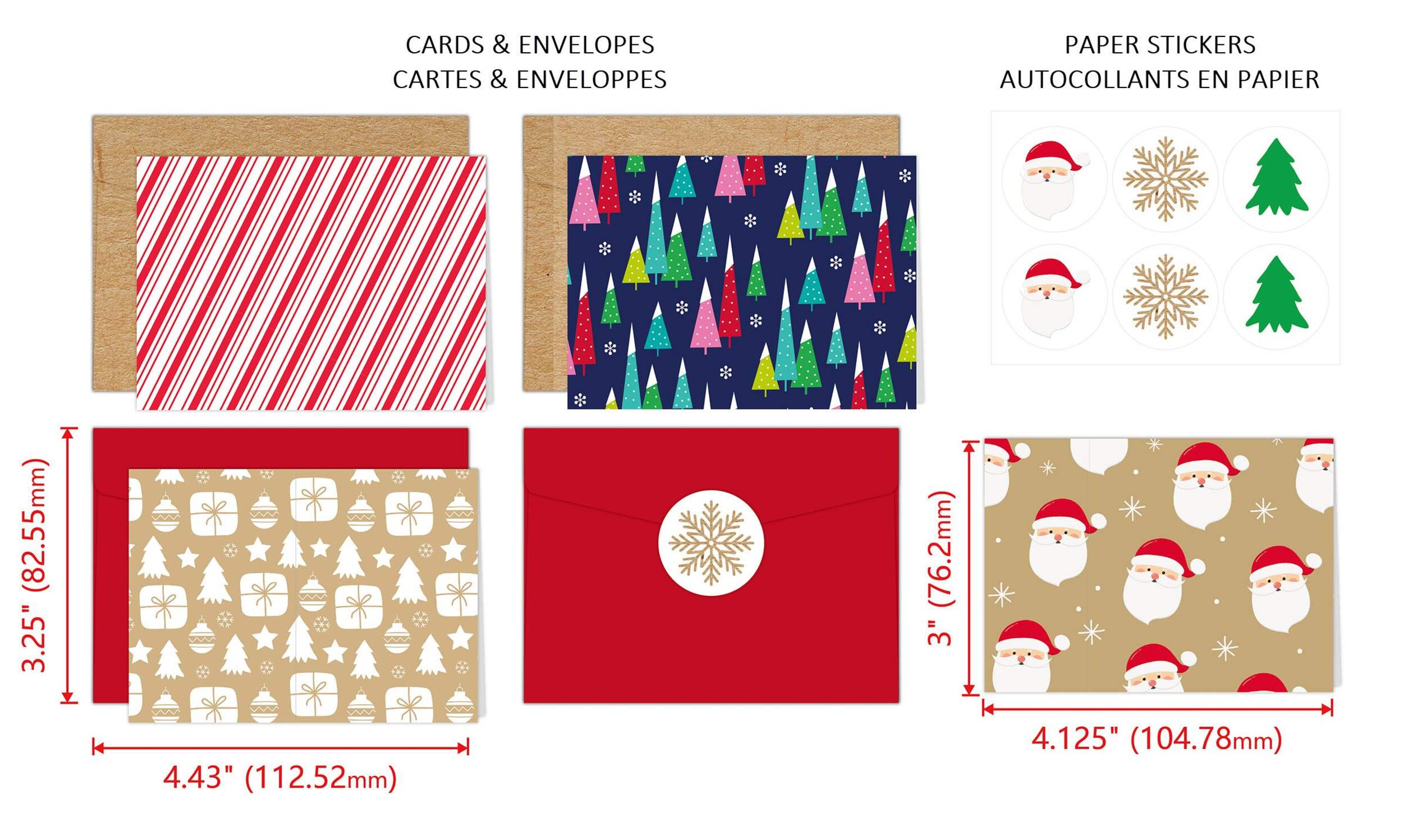 Enveloppe pour carte-cadeau PartyAire, rouge et vert, paq. 4 Front_Flat