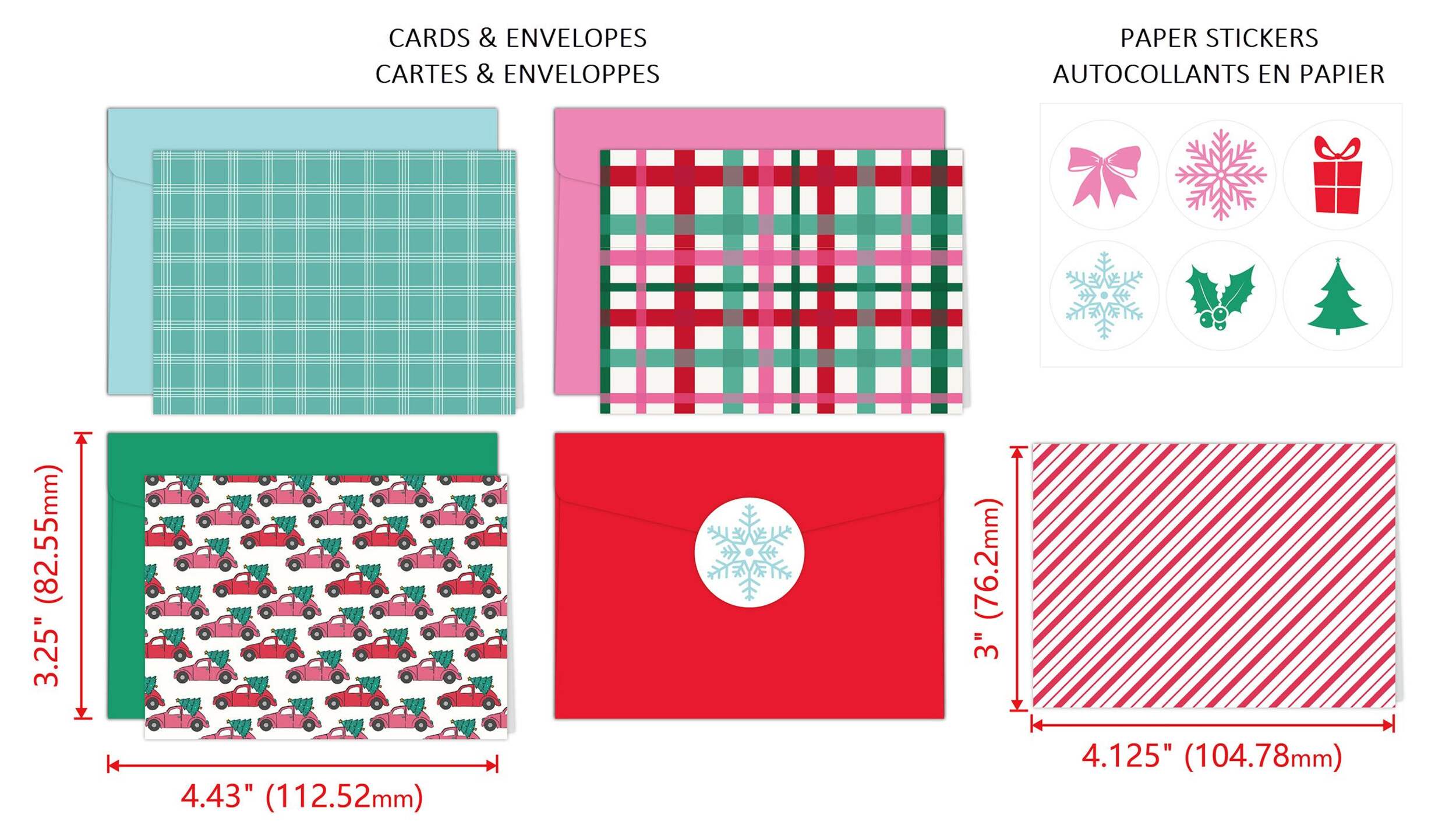 PartyAire Red/Green/Pink Gift Card Holder with Envelopes, 4-pk Front_Flat