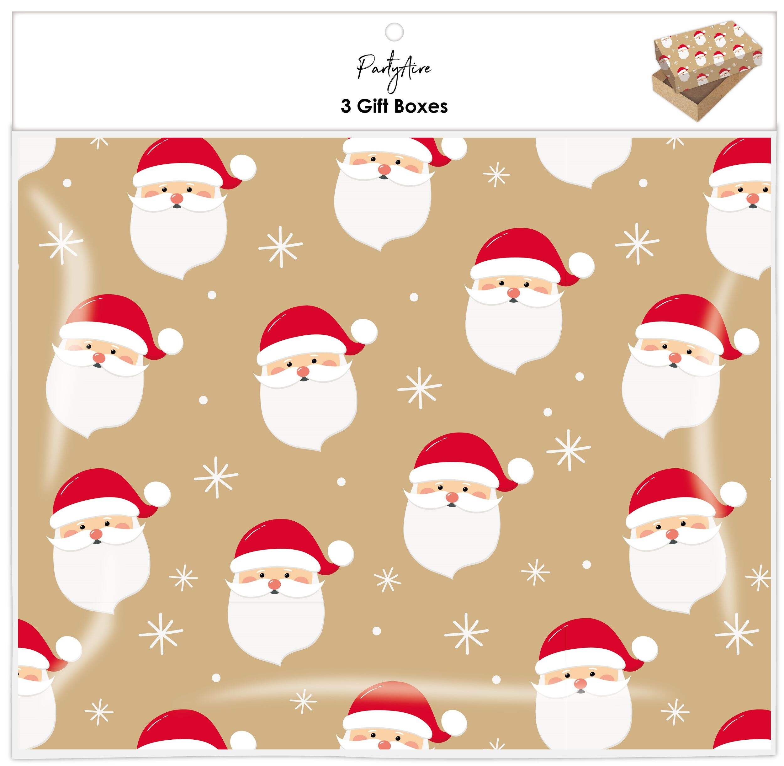 PartyAire Medium Santa Claus Christmas Gift Box, 3-pk Front_Flat