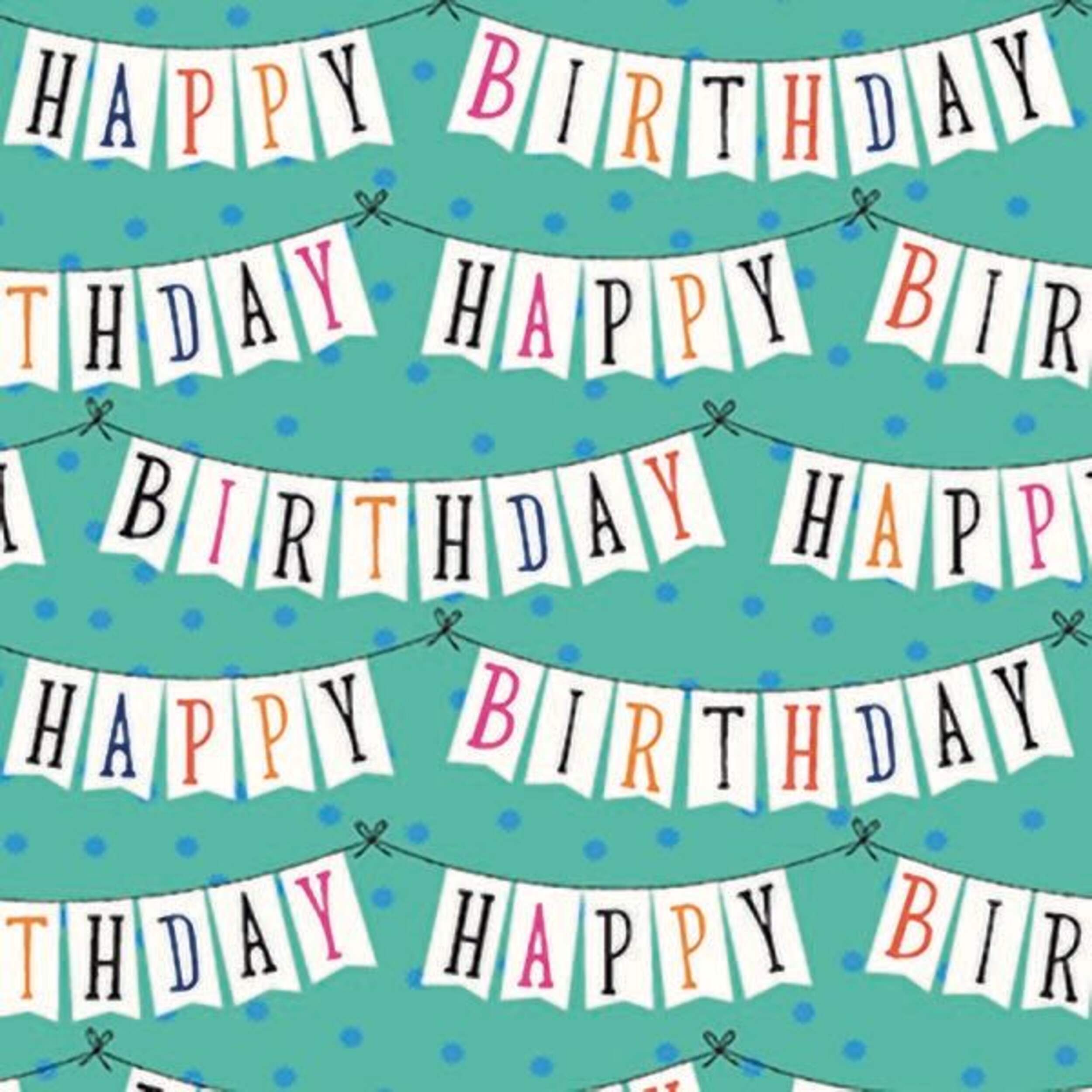 Rouleau de papier d'emballage Happy Birthday, turquoise CloseUp